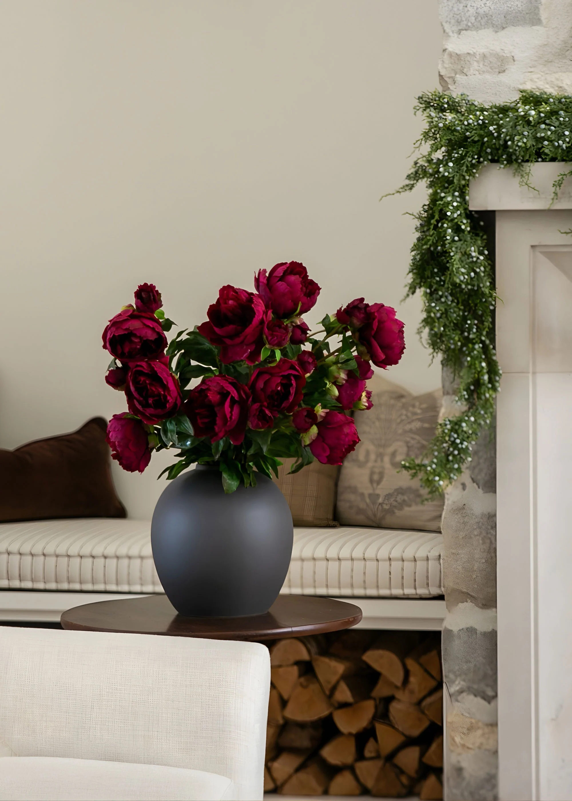 Afloral™ Edie Stoneware Vase in Matte Slate- 10.75" - Image 3