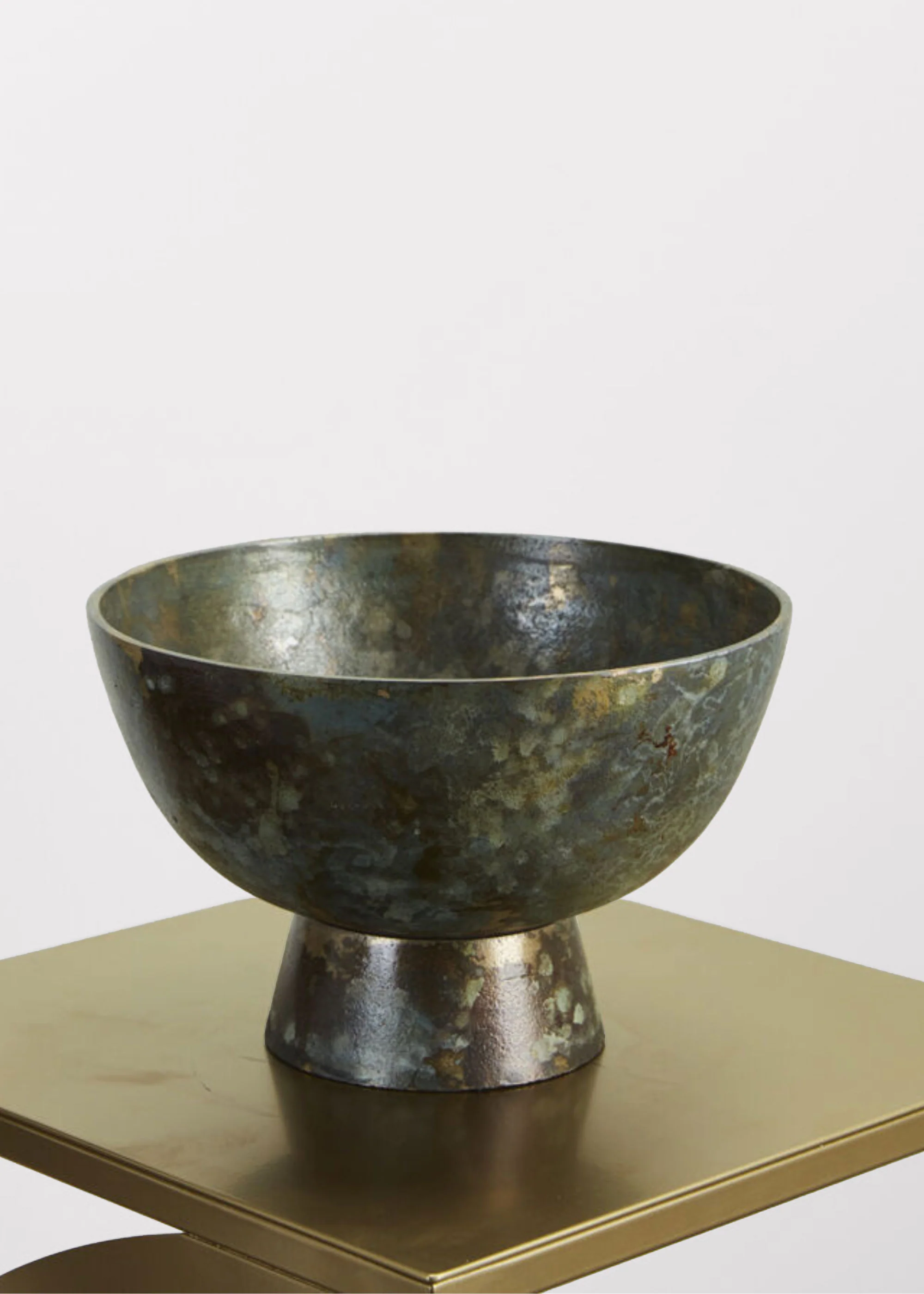 Antique Gold and Charcoal Metal Compote in Patina Finish - 9" Wide - Image 3