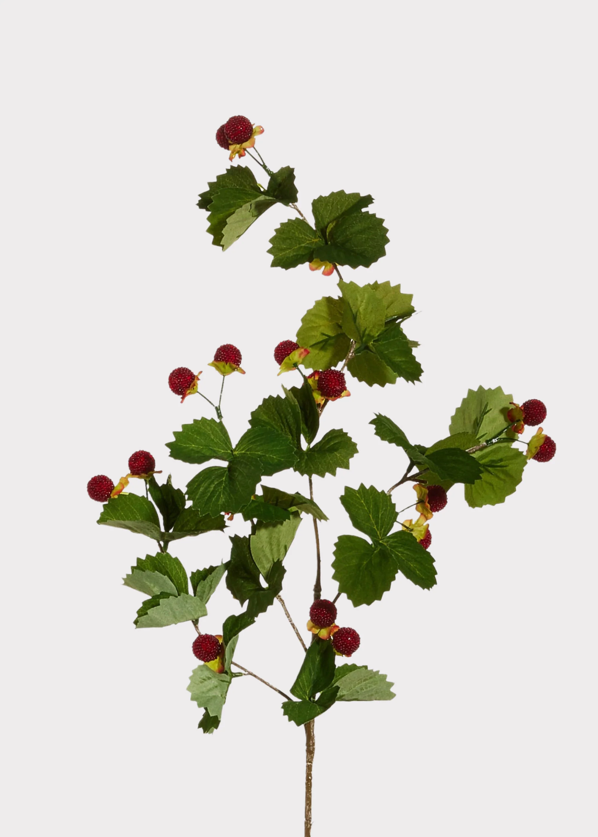 Artificial Berries Red Raspberry Branch - 32"