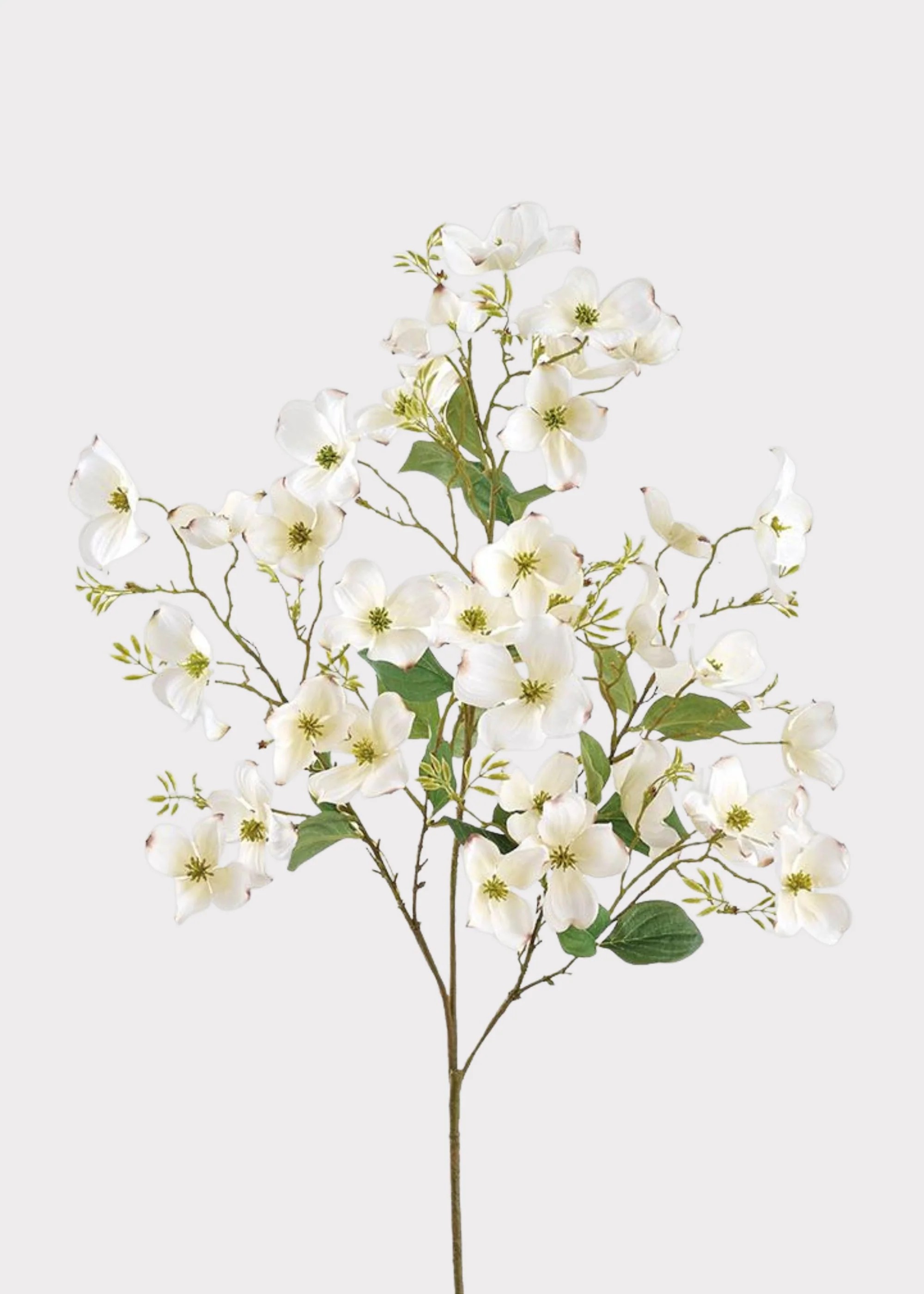 Artificial Blooming Dogwood Flower Branch in White - 44"