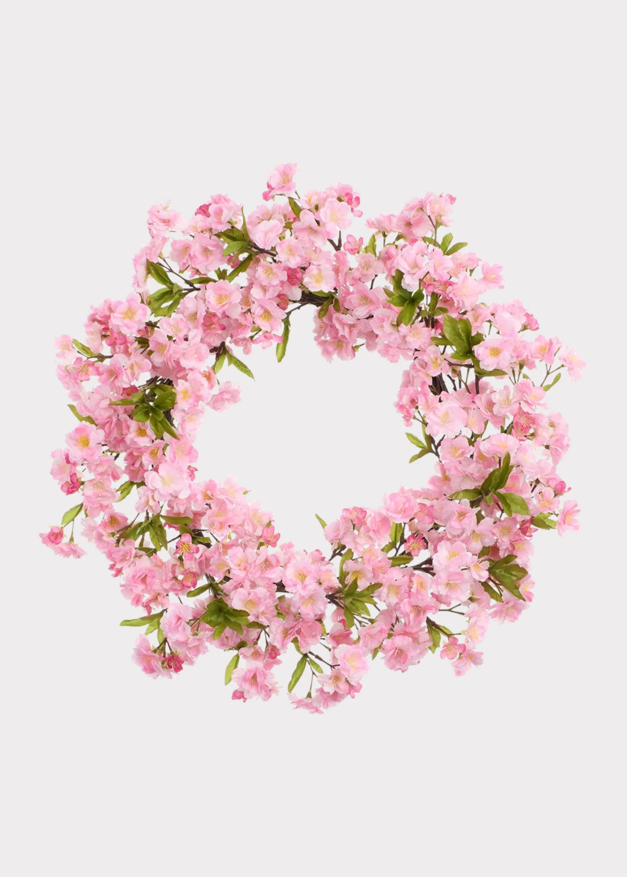 Artificial Cherry Blossom Wreath in Pink - 24"