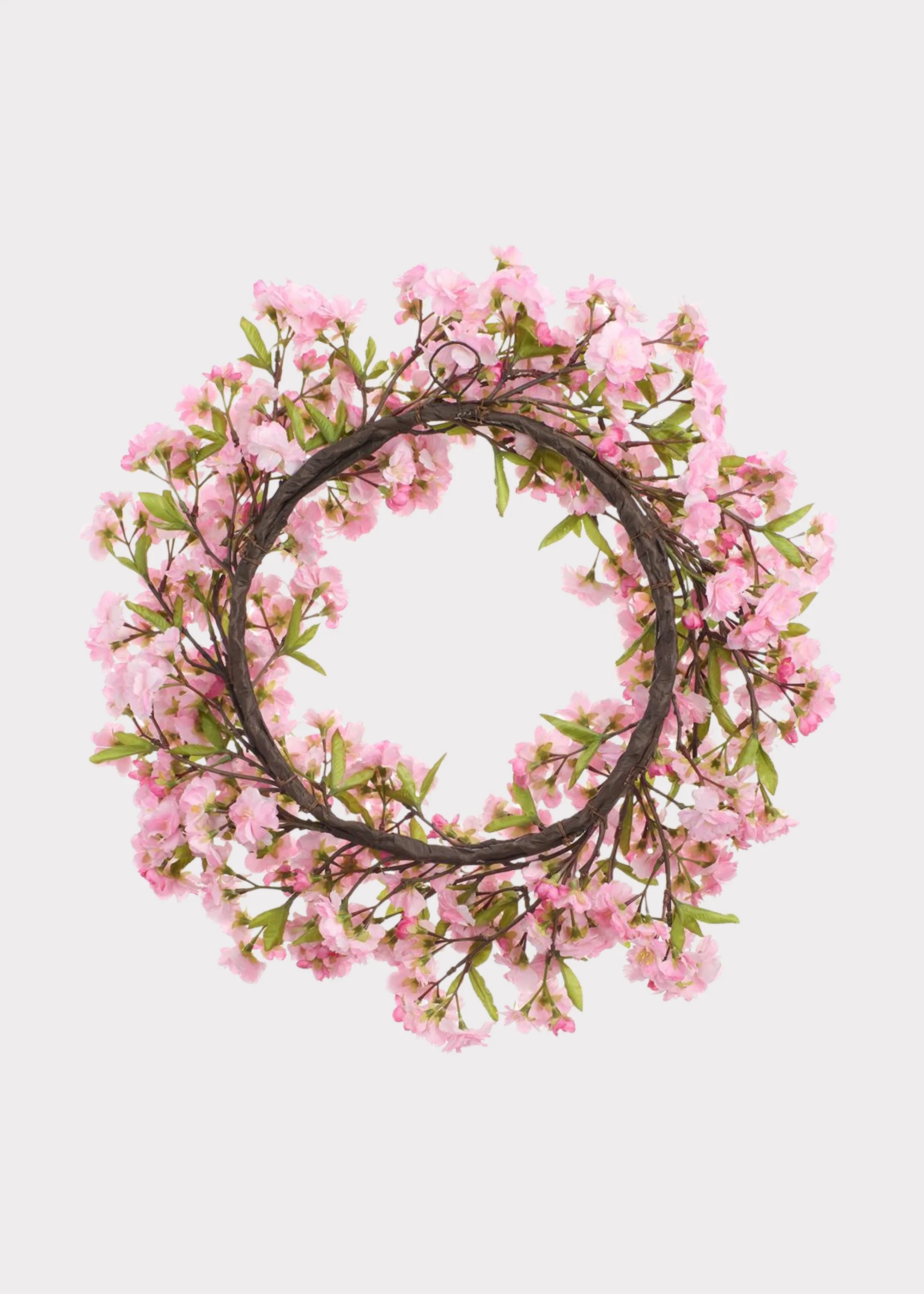 Artificial Cherry Blossom Wreath in Pink - 24" - Image 2