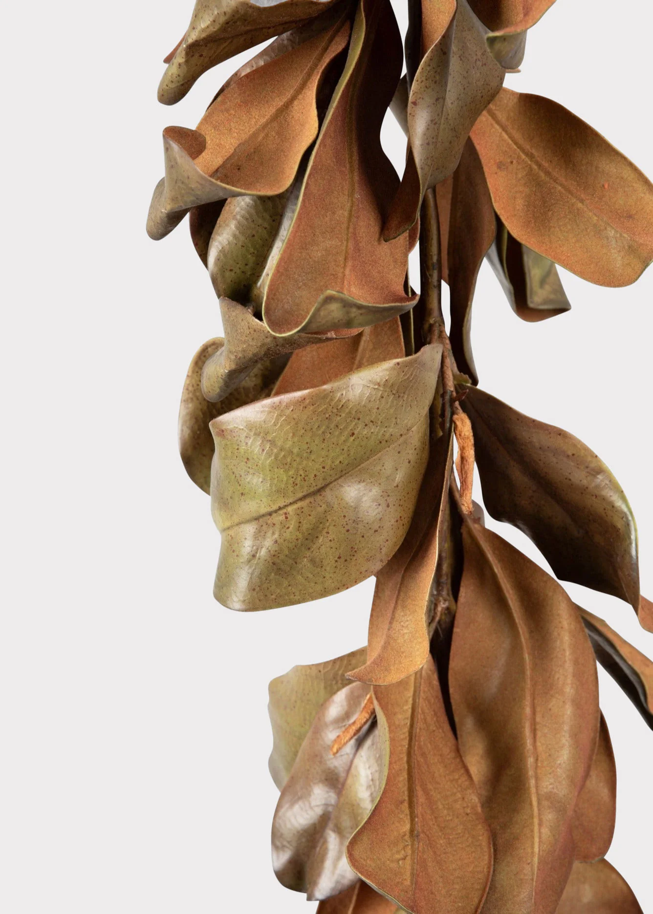 Deluxe Natural Touch Faux Magnolia Leaf Garland in Aged Brown- 79.5" - Image 3