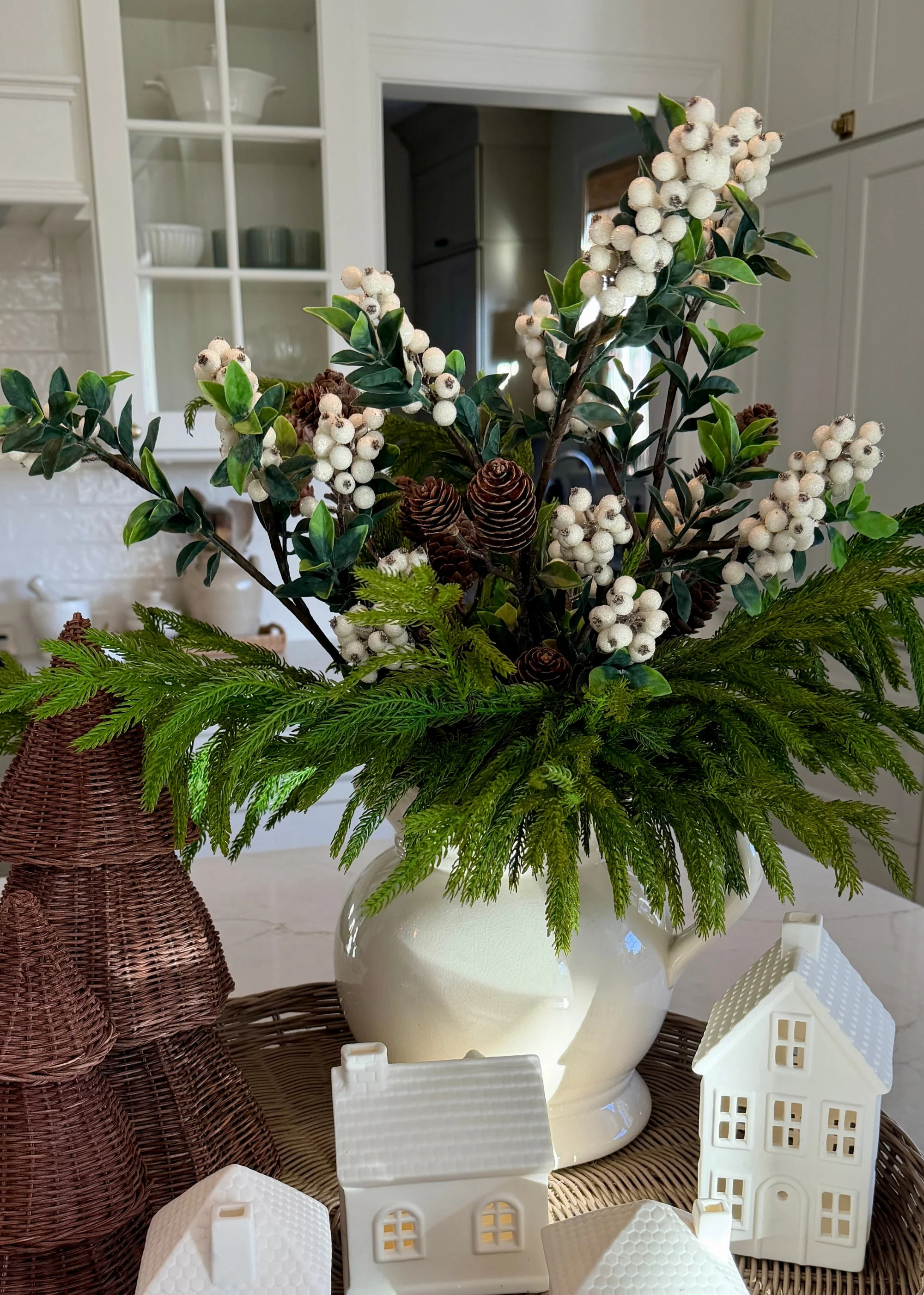 Frosted Artificial Berry Branch in Cream White - 36" - Image 3