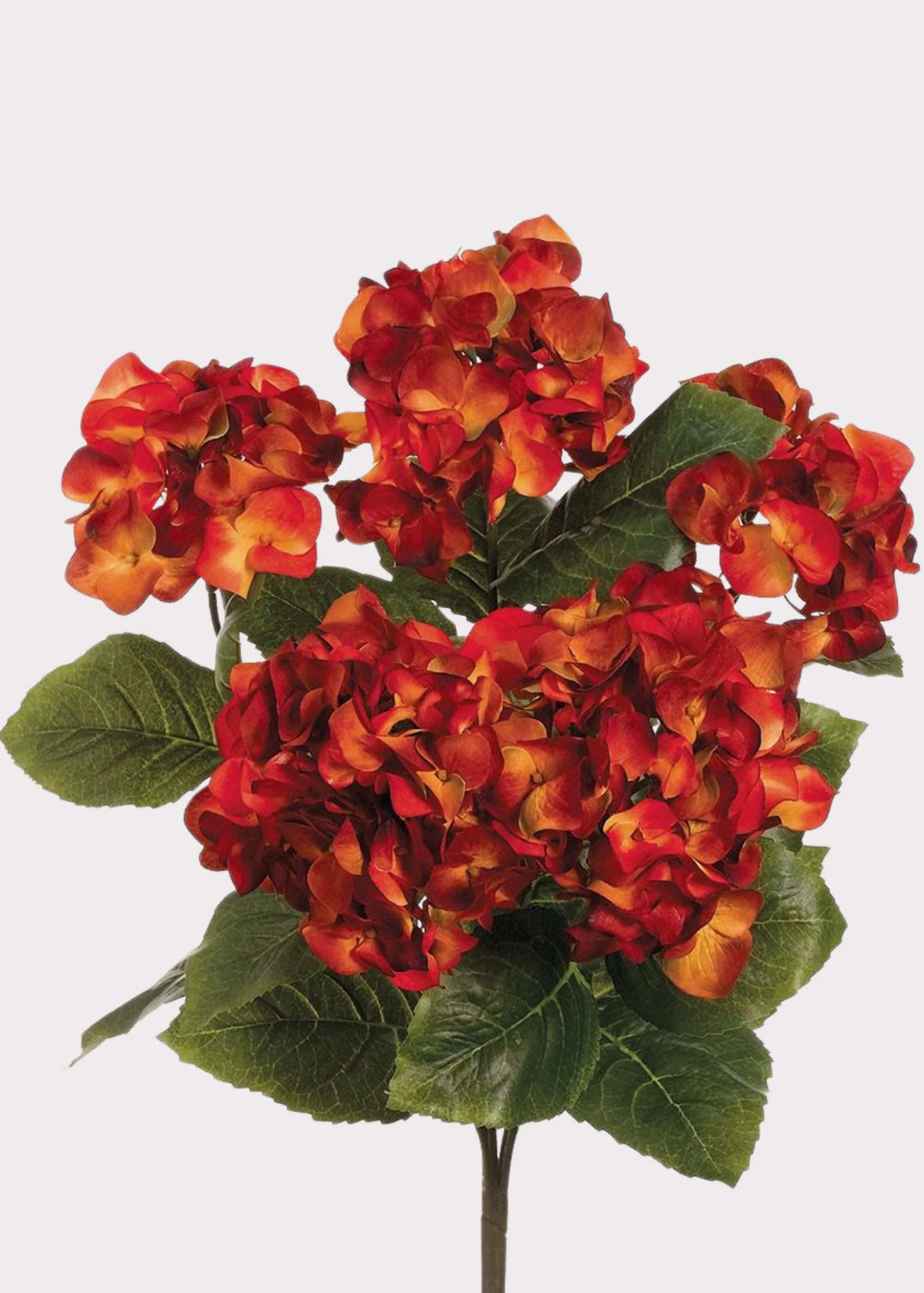 Artificial Hydrangea Bush in Red Rust Fall Hue - 19.5"