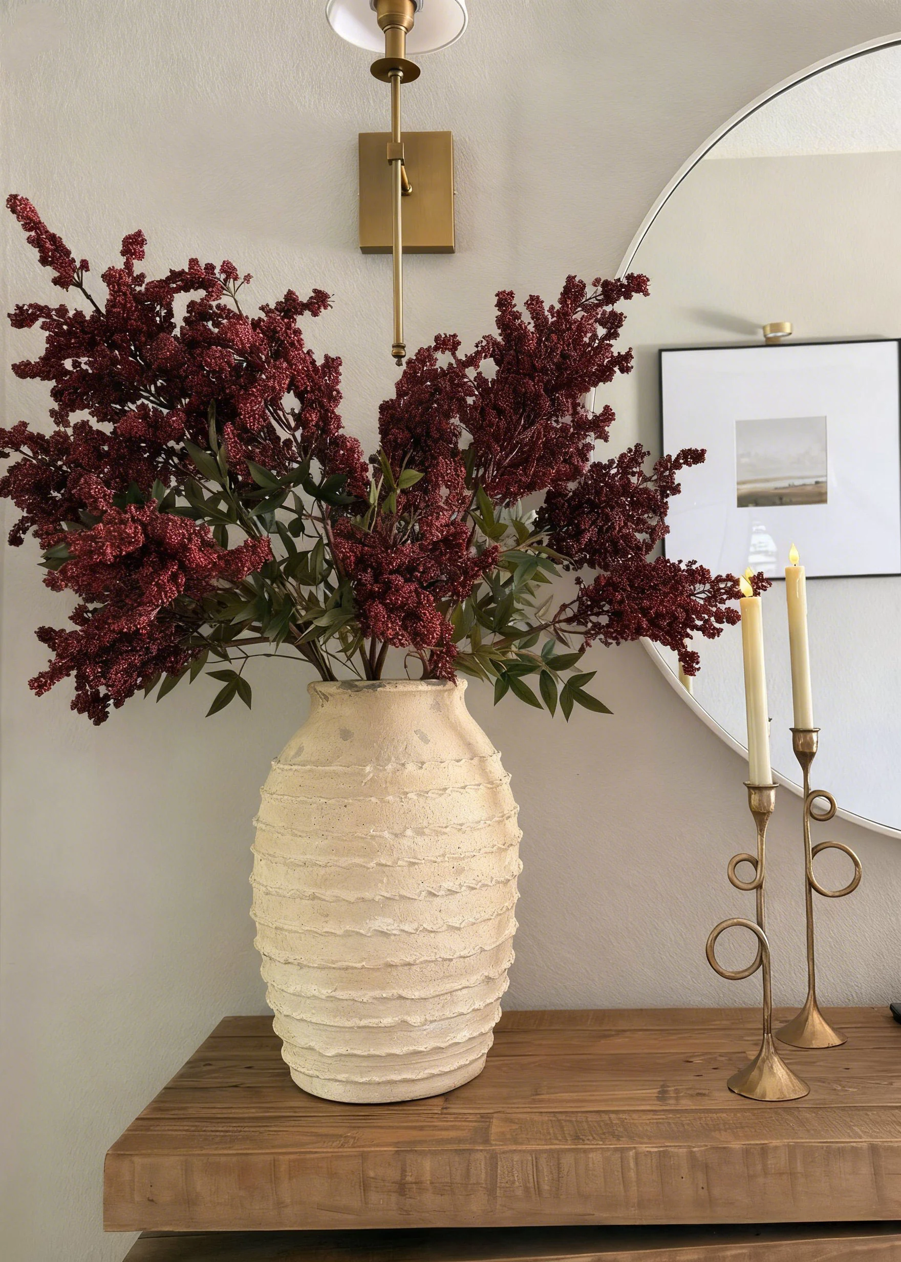 Artificial Nandina Berry Branch in Burgundy - 47" - Image 3