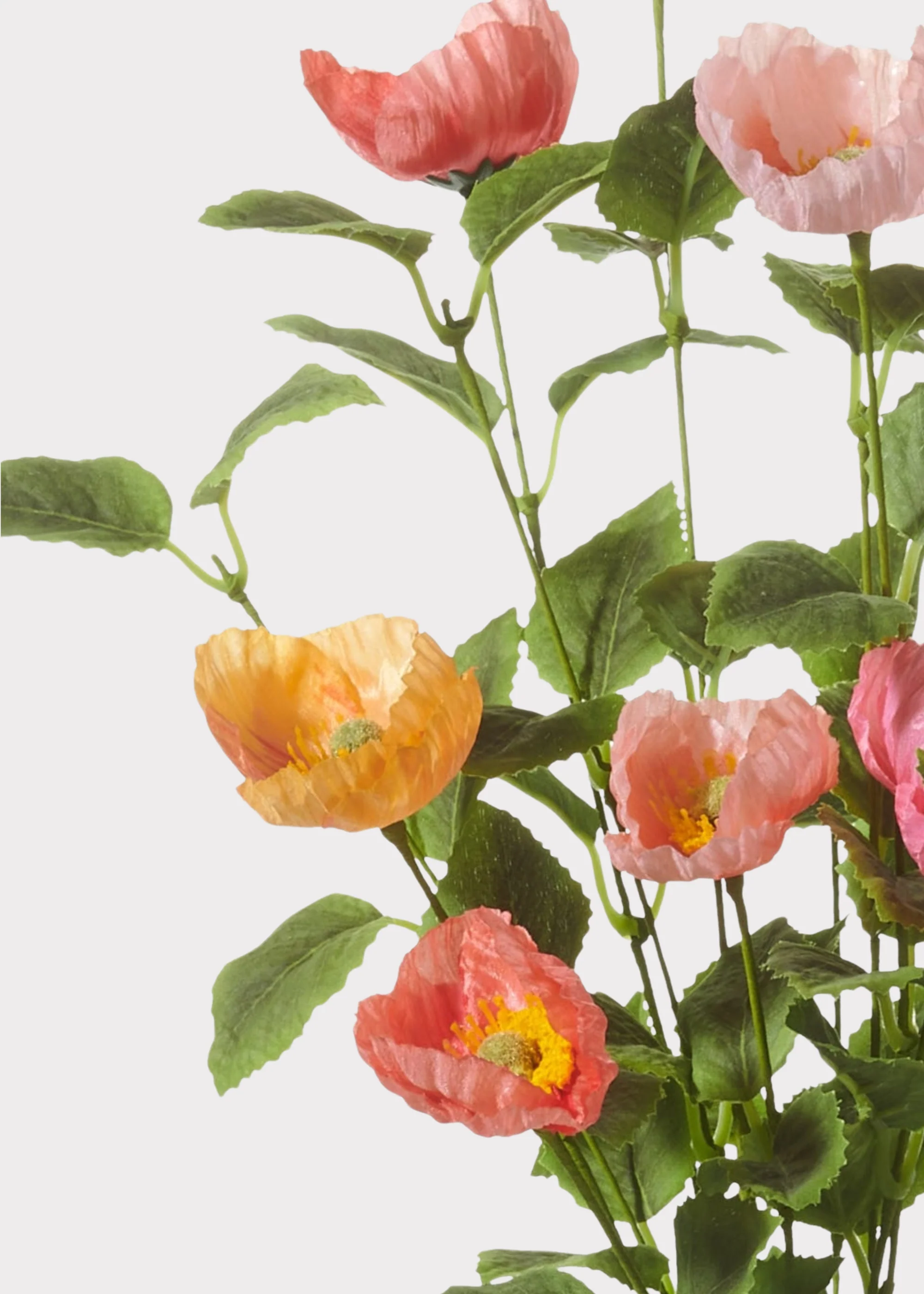 Artificial Poppy Flower Bush in Pink and Coral - 21.5" - Image 2