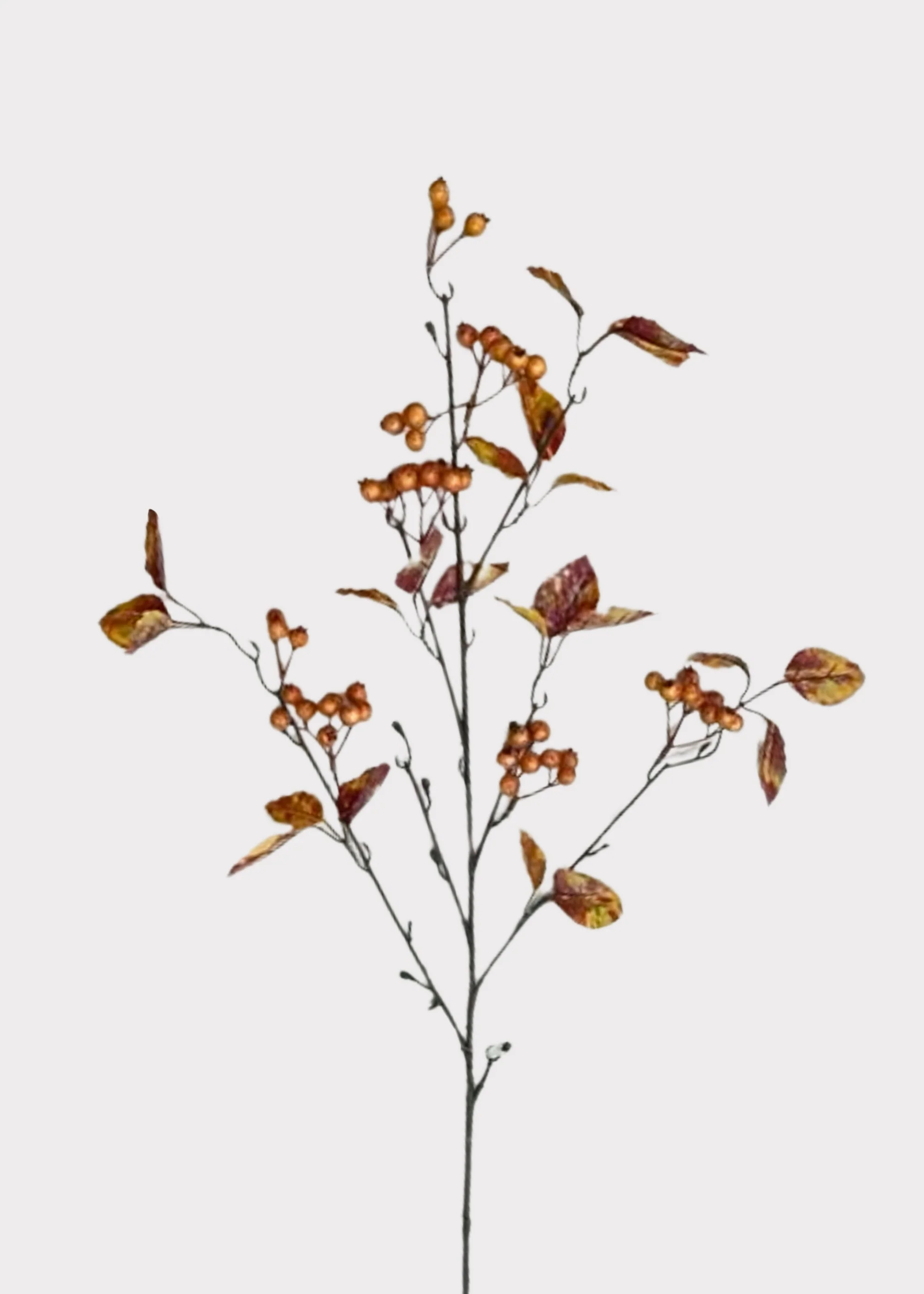 Artificial Rosehip Berry Pod and Leaf Branch in Fall Hues - 43"