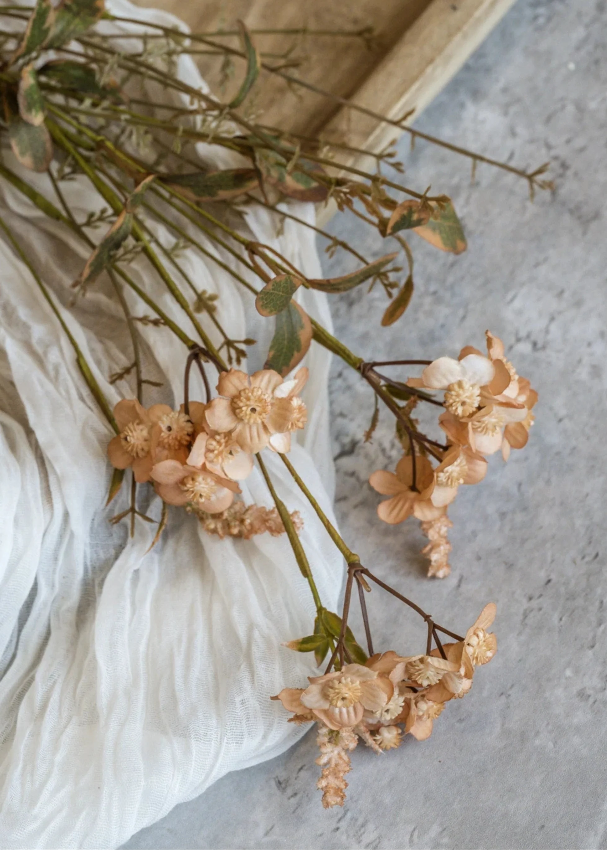 Artificial Wildflower Spray in Vintage Peach - 20.5" - Image 2