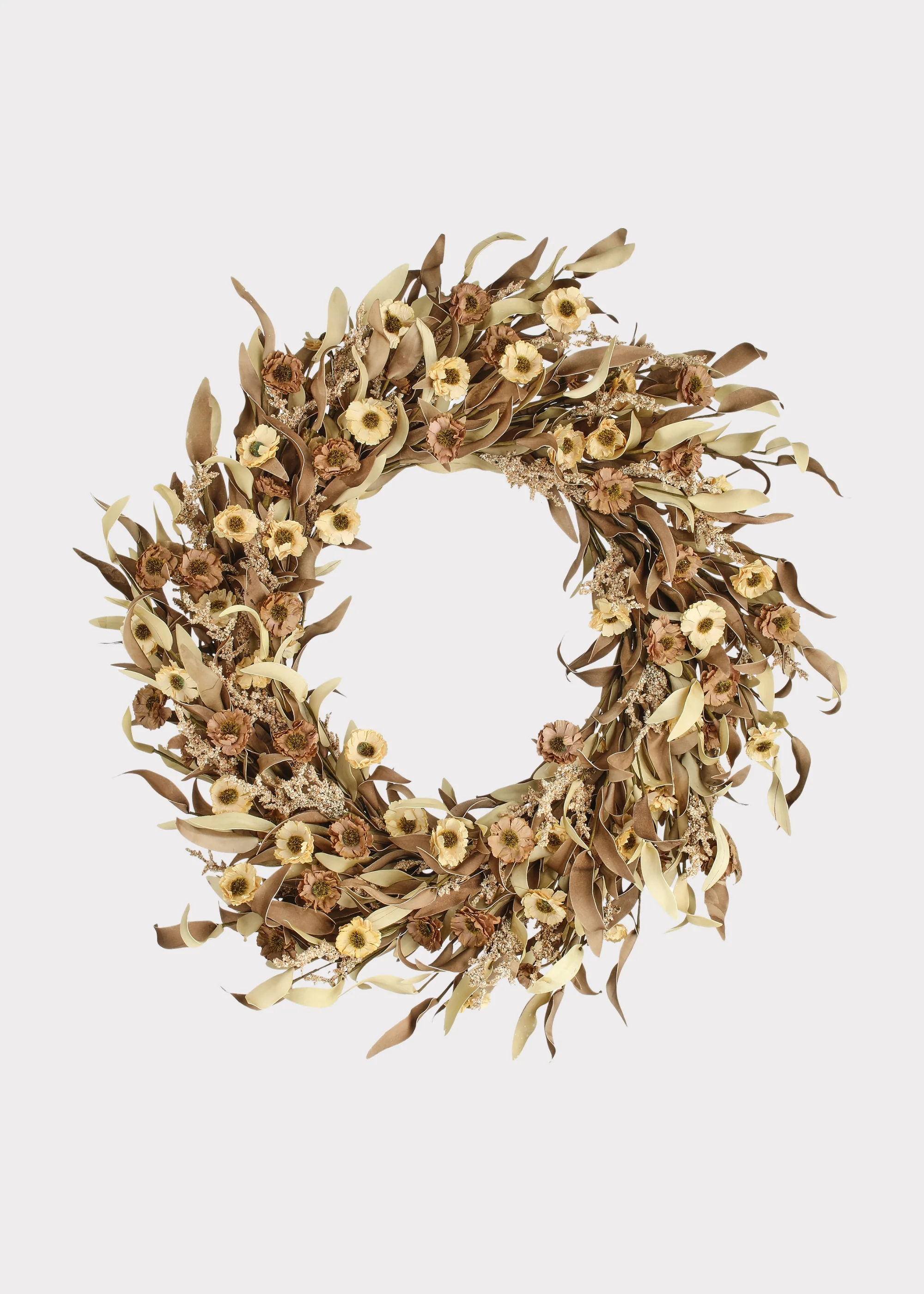 Autumn Beige and Brown Artificial Millet Fall Wreath - 24"