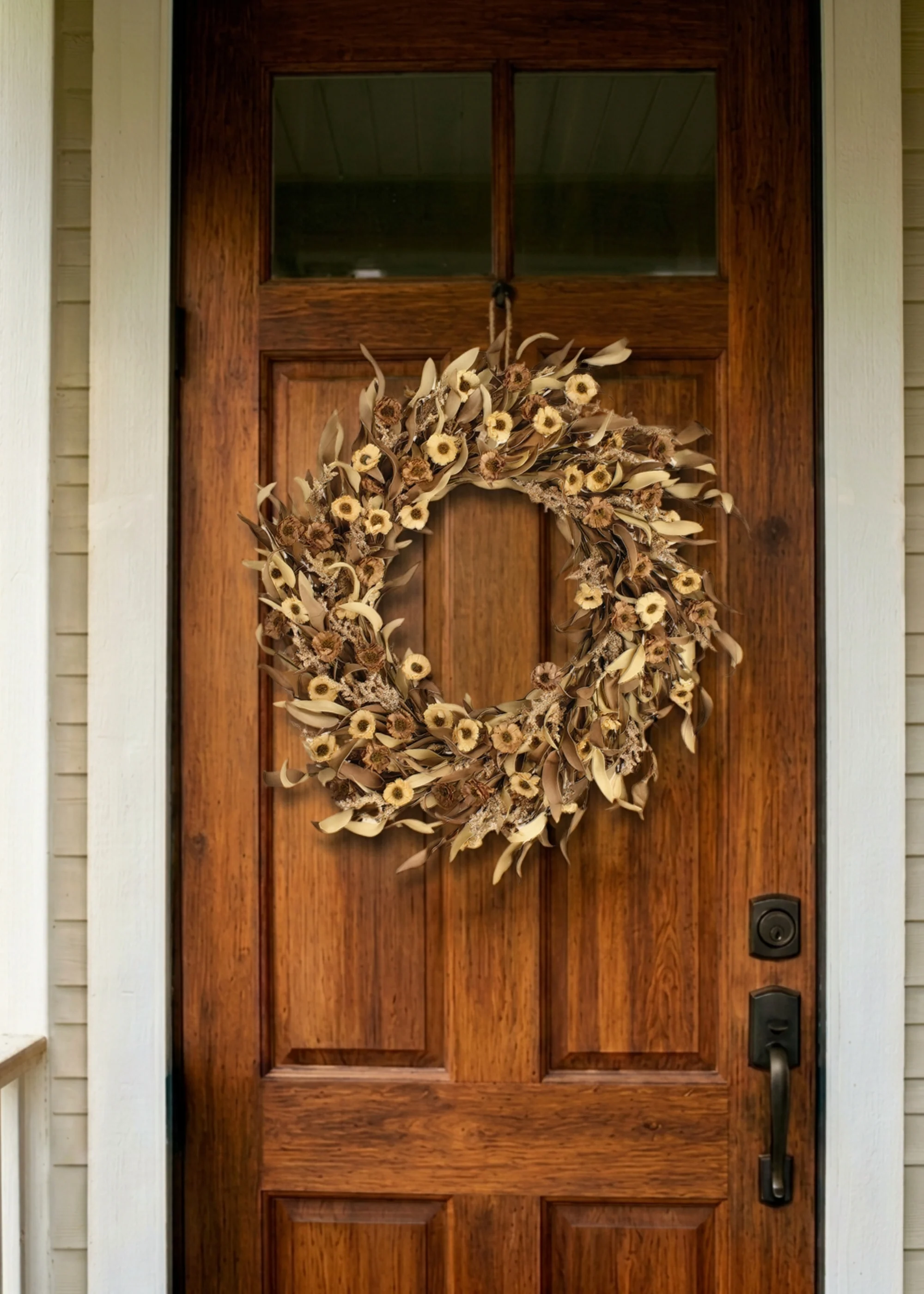 Autumn Beige and Brown Artificial Millet Fall Wreath - 24" - Image 2