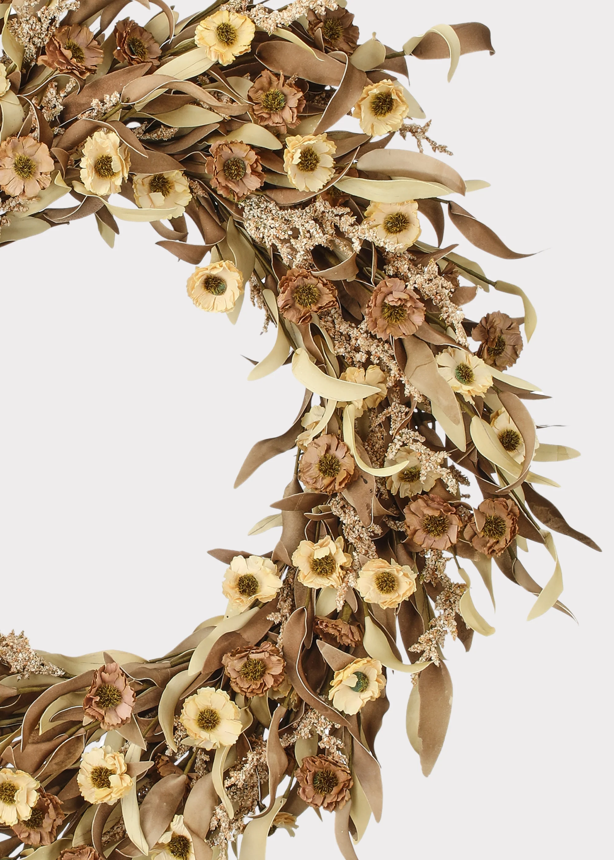 Autumn Beige and Brown Artificial Millet Fall Wreath - 24" - Image 3
