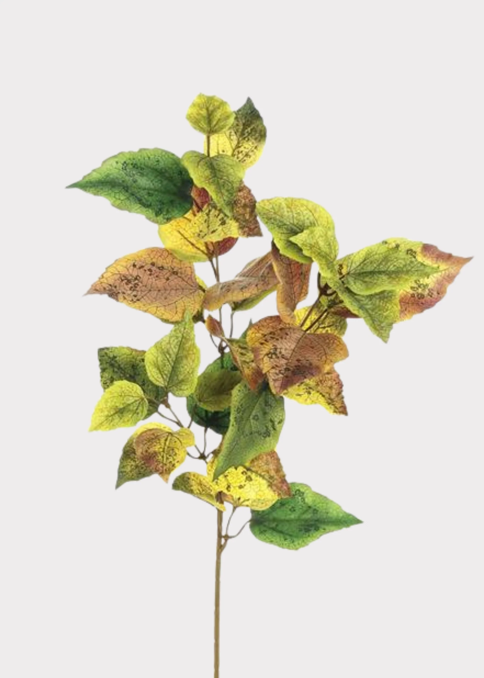 Autumn Brown and Green Fake Cottonwood Leaf Branch - 28"