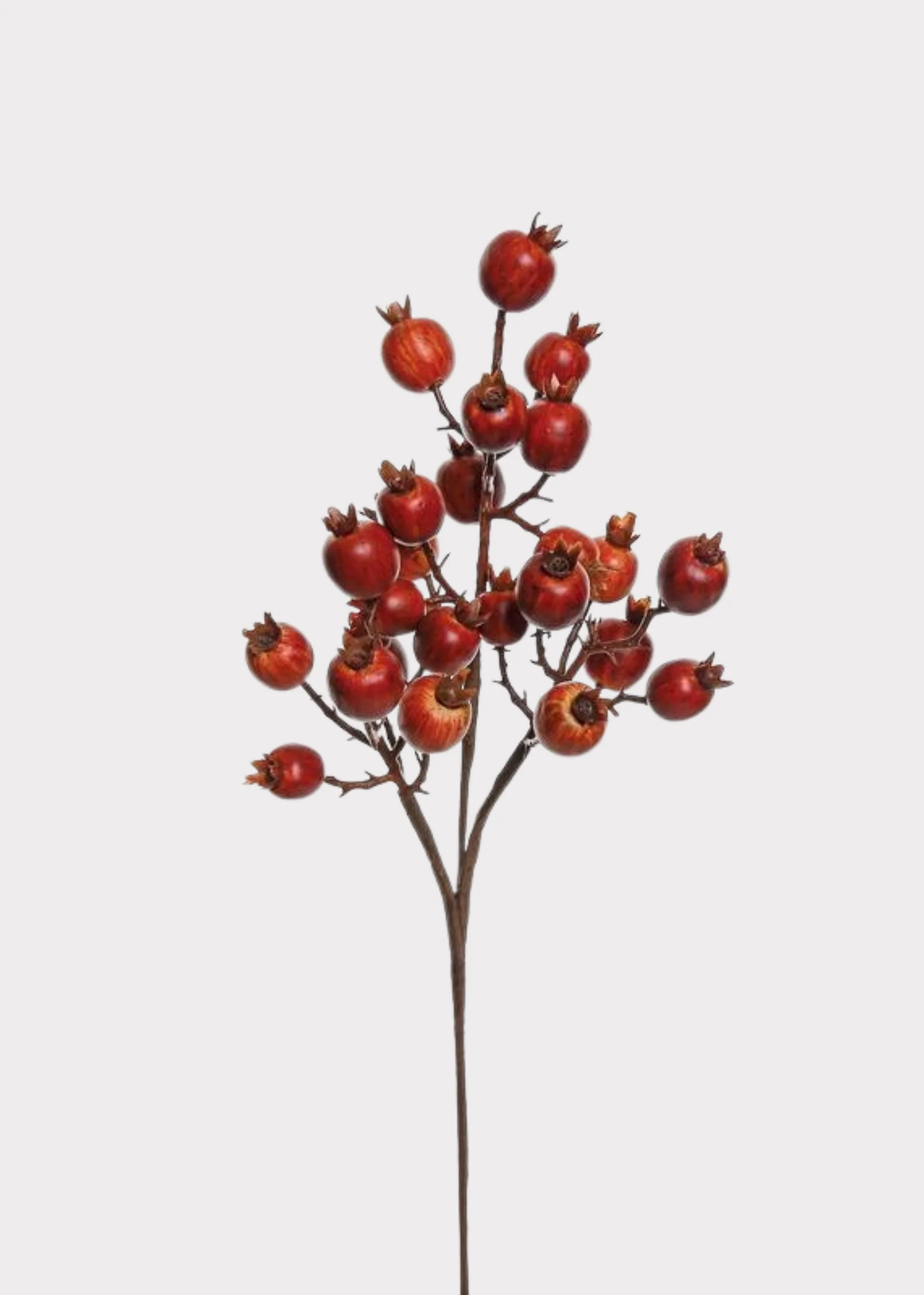 Autumn Rust Red Fake Rosehip Berry Pod Pick - 16"
