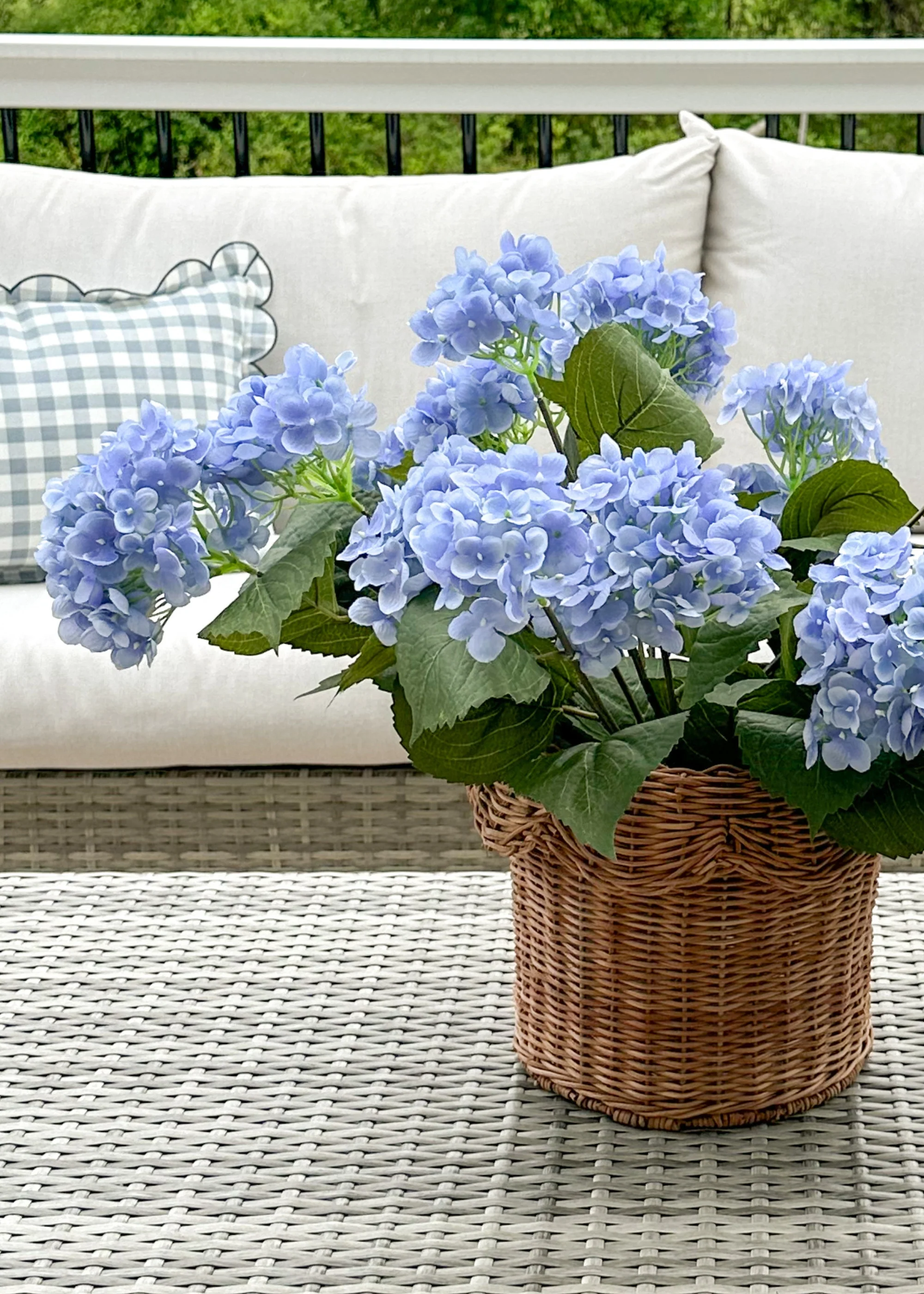 Blue Blooming Artificial Hydrangea Bush - 22" - Image 2