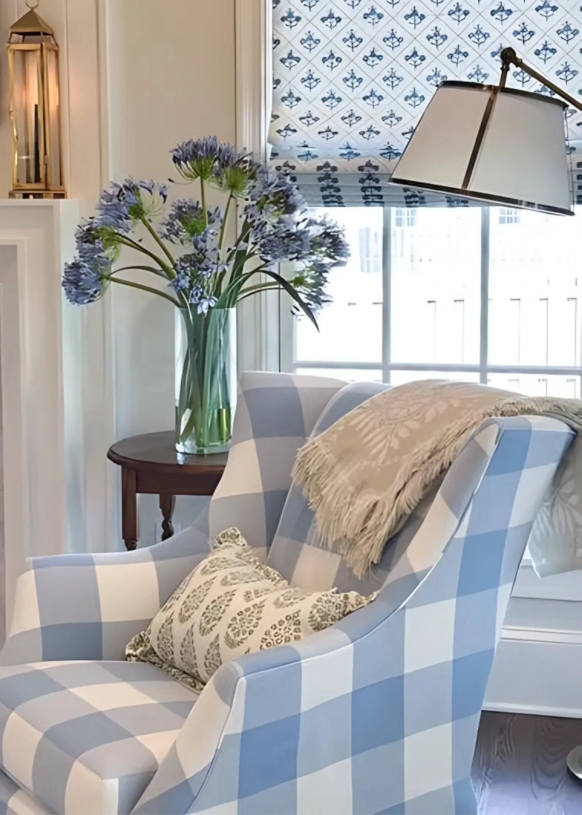 SALE - Blue Faux Agapanthus Flower Arrangement in Glass Vase - 31" - Image 6