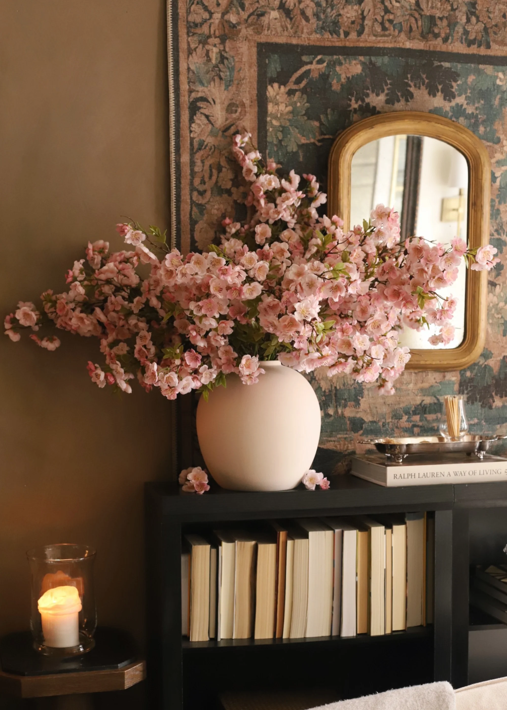 Blush Pink Fake Wild Apple Blossom Flower Branch - 38" - Image 2