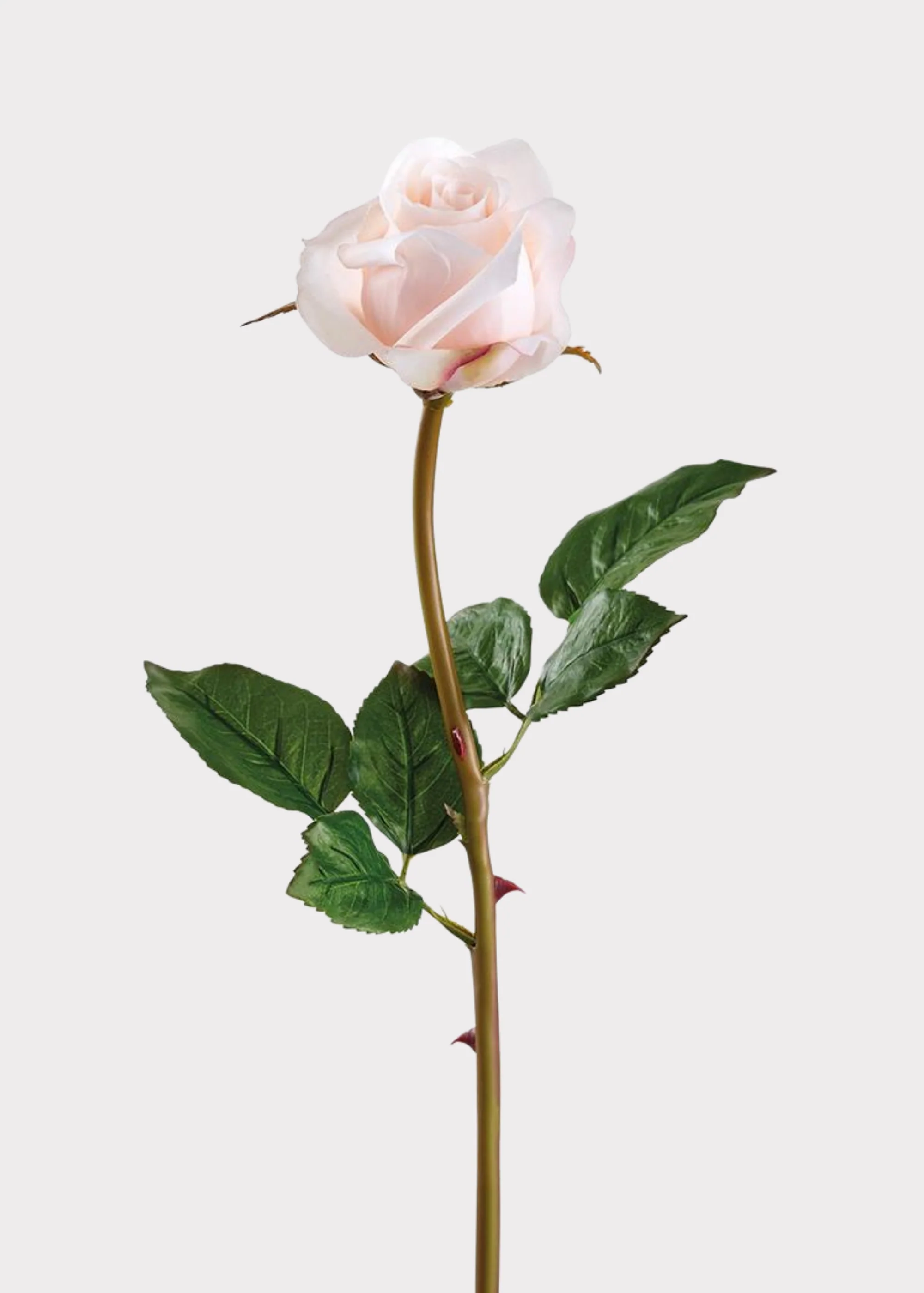 Blush Pink Real Touch Rose Bud Fake Flower - 23"