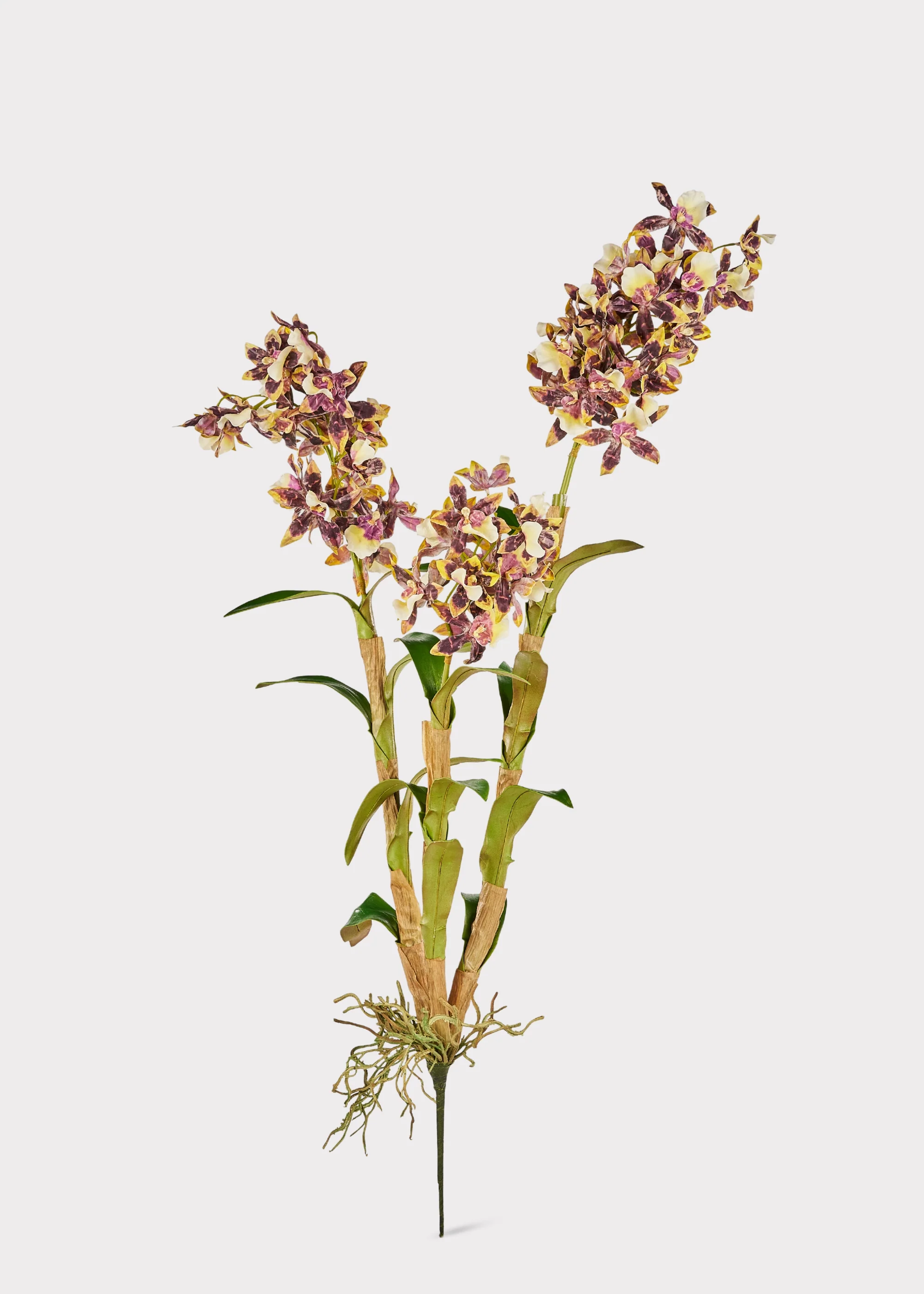 Brown and White Artificial Dendrobium Orchid Plant - 35" - Image 3