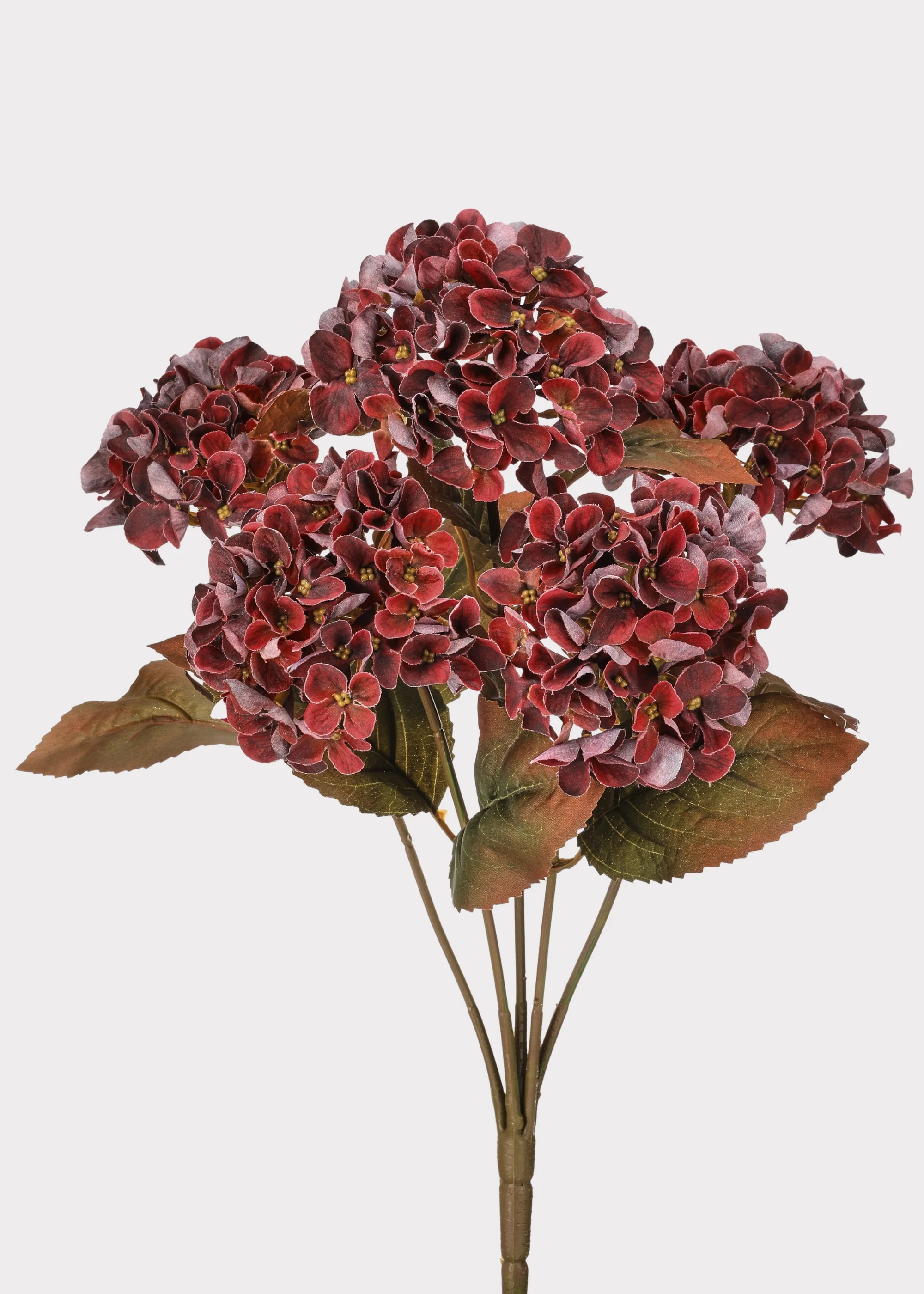 Burgundy Fake Hydrangea Fall Flower Bush - 17"