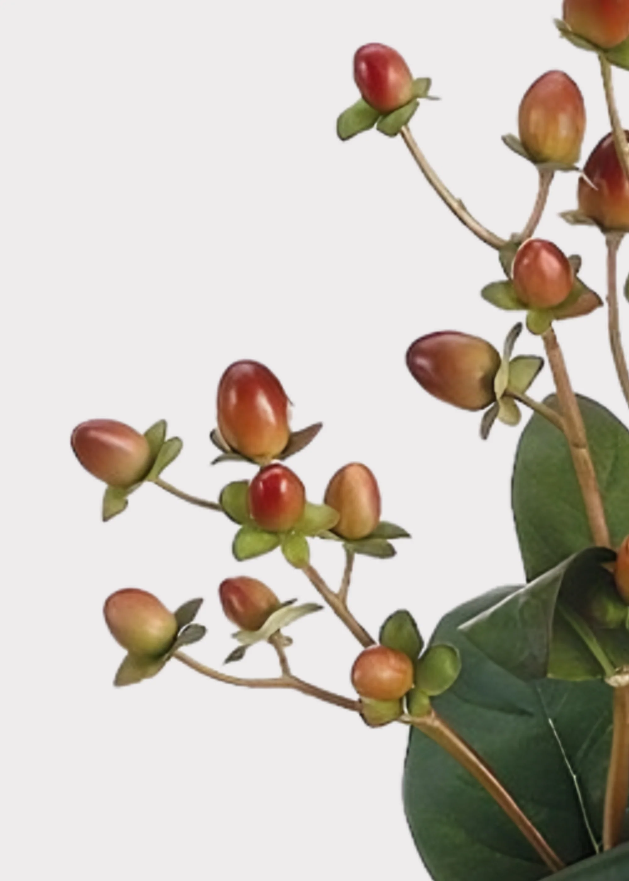 Burgundy Fake Hypericum Berry Branch - 24.5" - Image 2