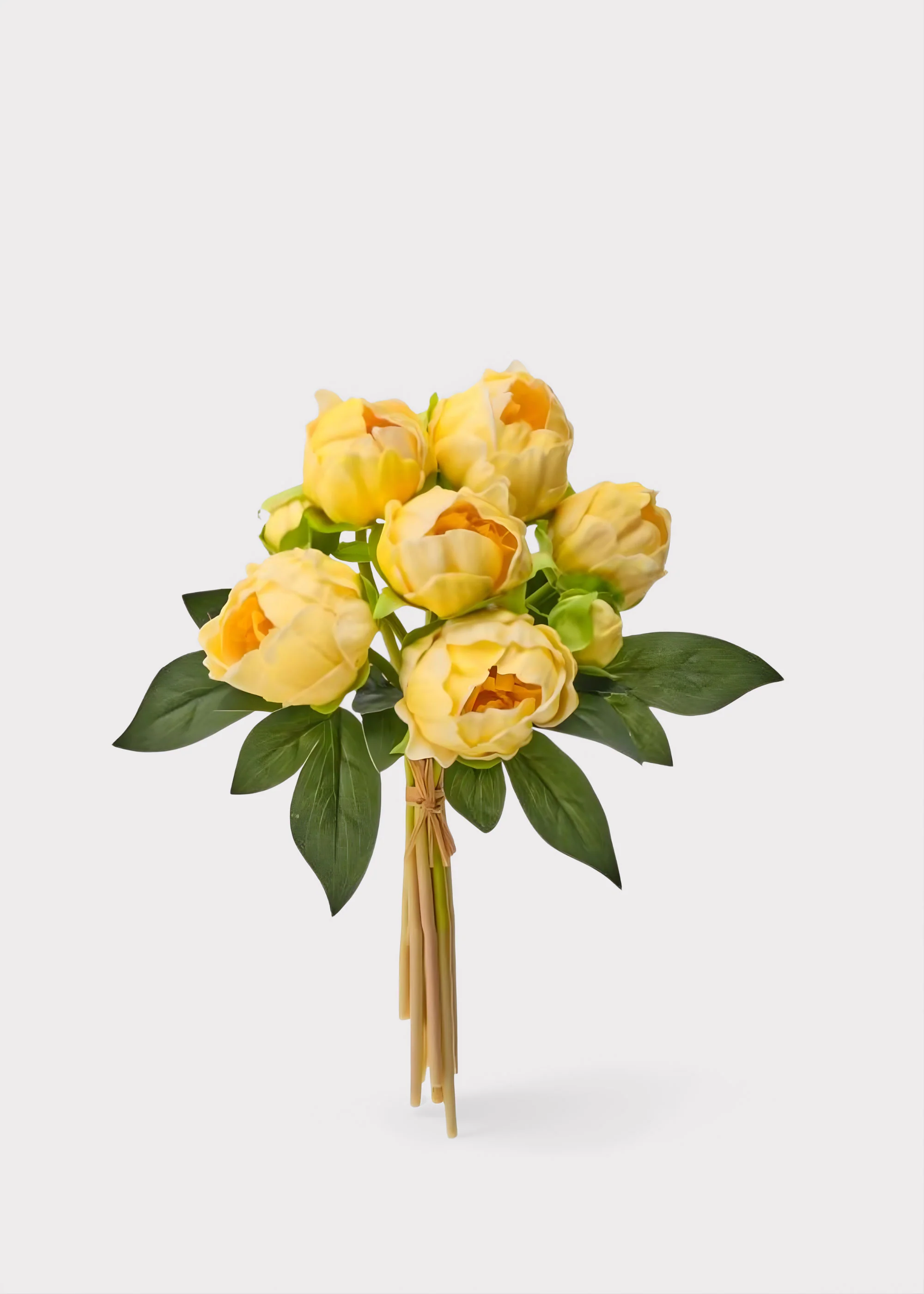 Butter Yellow Peony Real Touch Flower Bundle of 8 - 11"