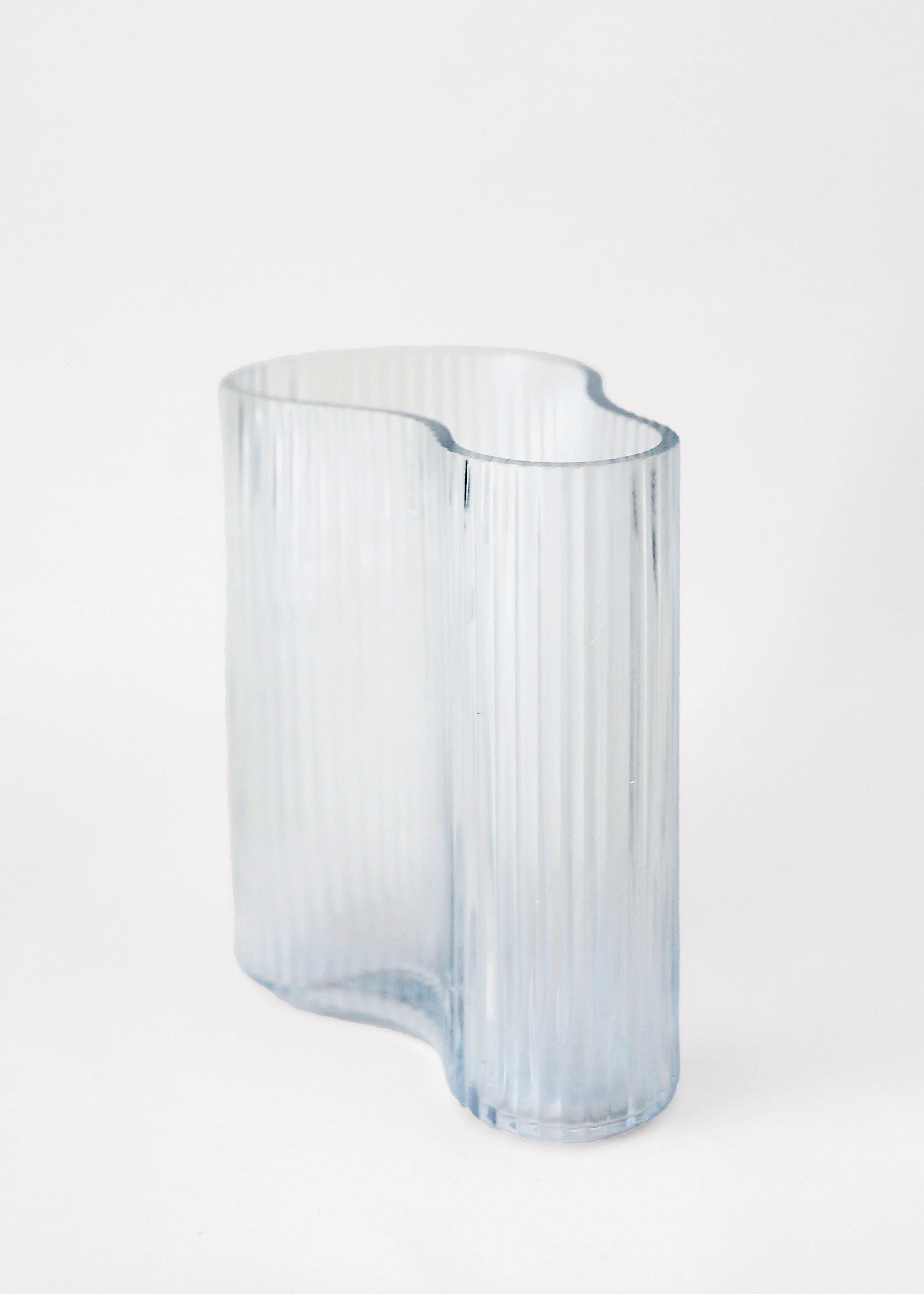 Clear Glass Ridged Asymmetrical Vase - 7.75" - Image 5