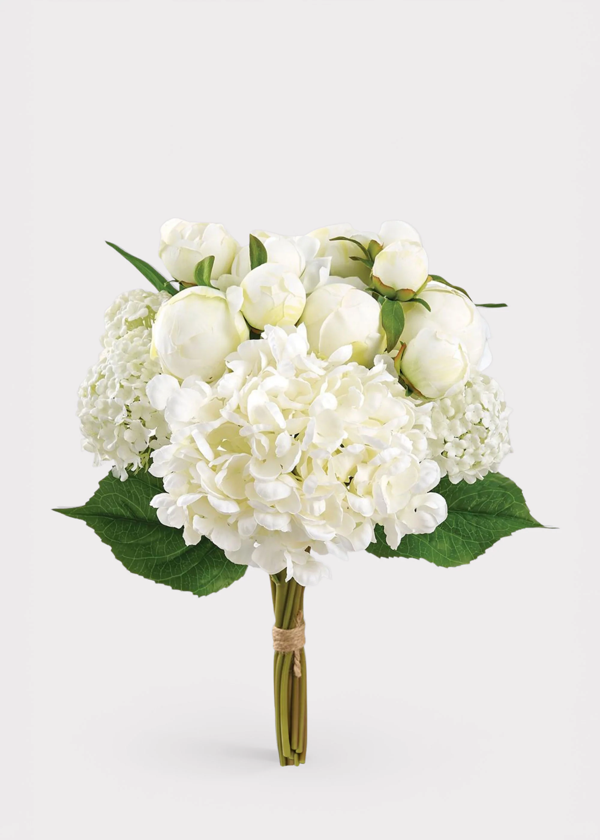 Cream Fake Hydrangea Snowball and Ranunculus Flower Bouquet - 17"