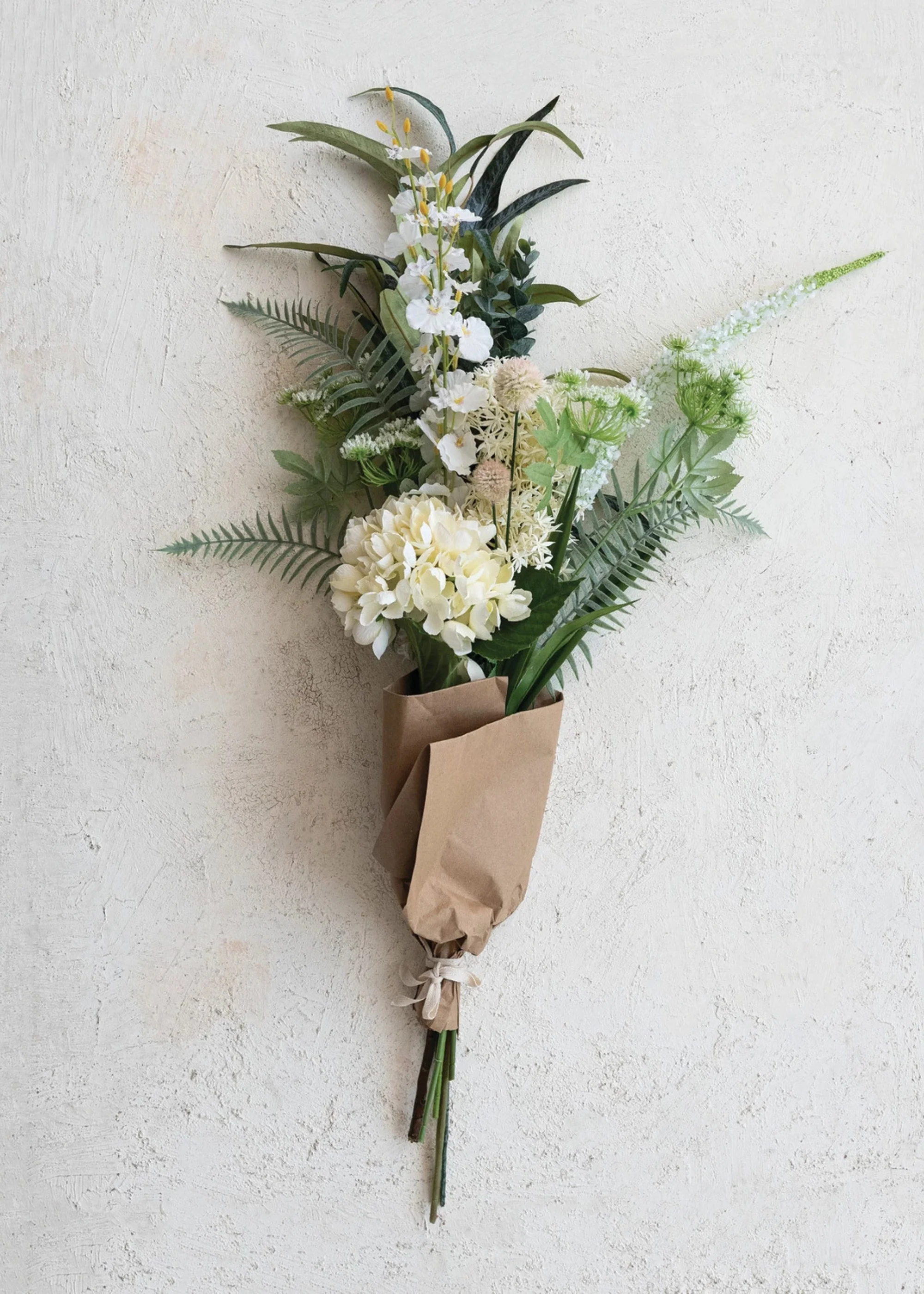 Cream Green Large Fake Mixed Flower and Leaf Bouquet - 40" - Image 2