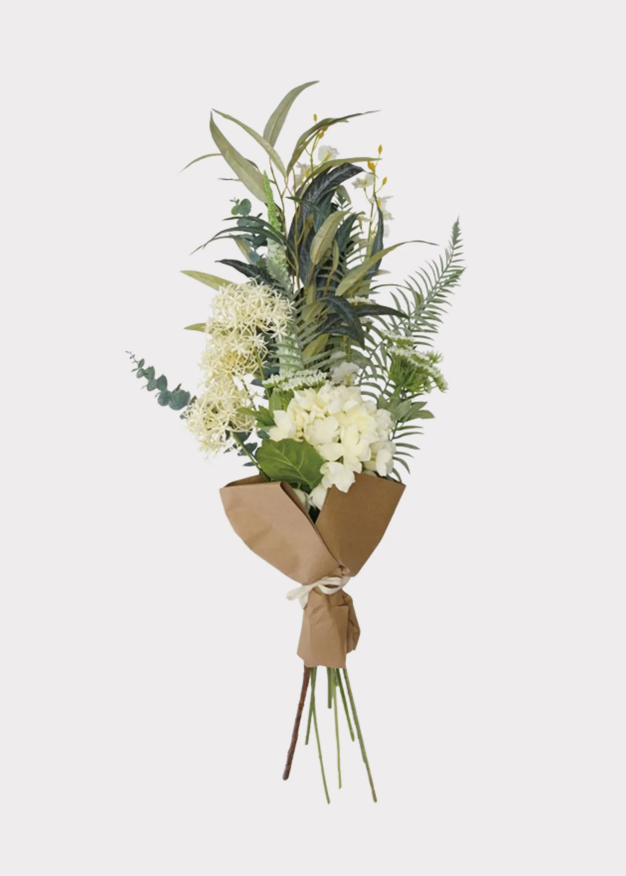 Cream Green Large Fake Mixed Flower and Leaf Bouquet - 40" - Image 3