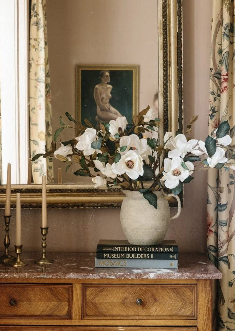 SAVE- Cream Magnolia Fake Flower Branch - 35" - Image 3