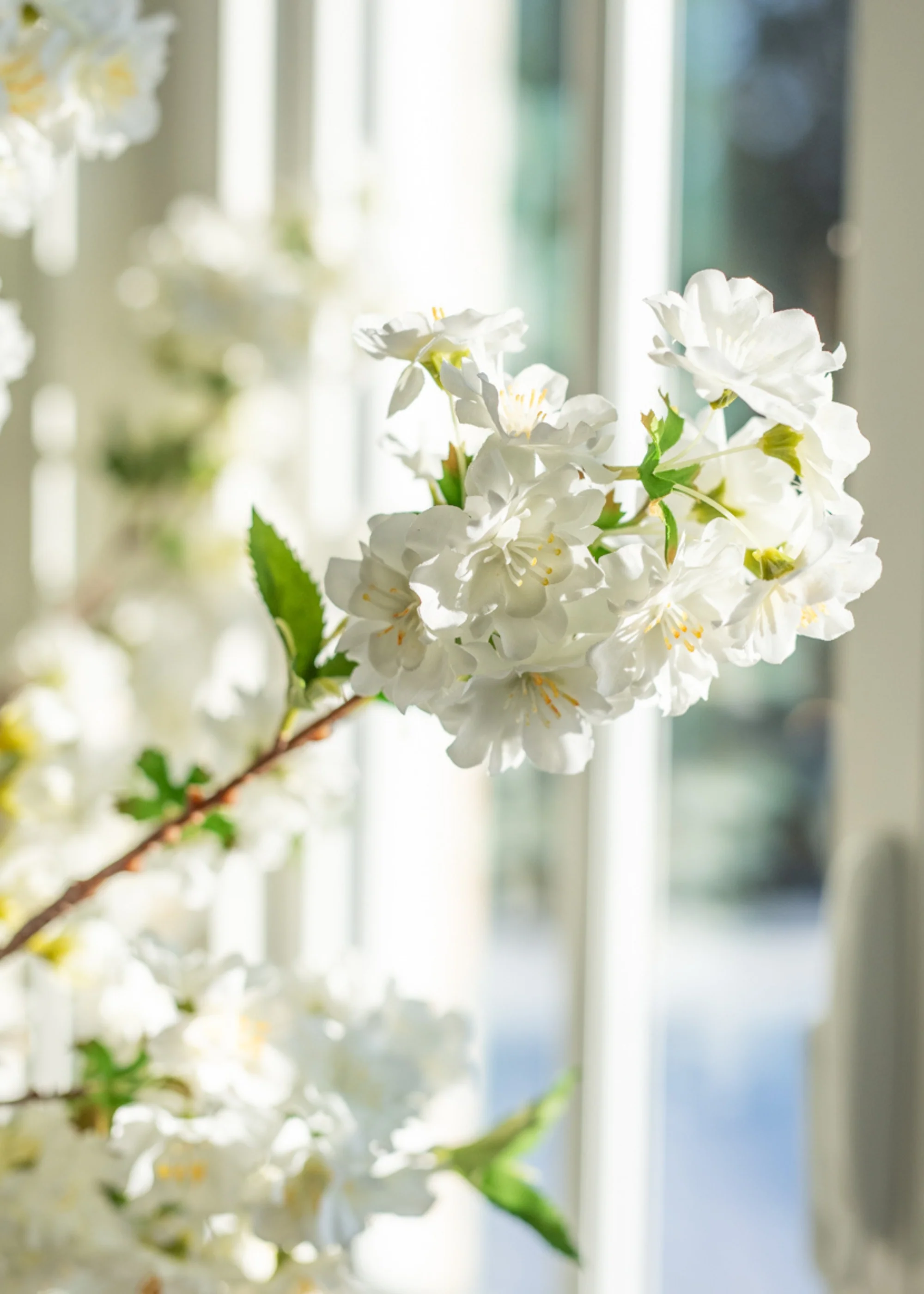 Cream White Artificial Cherry Blossom Branch - 36" - Image 4