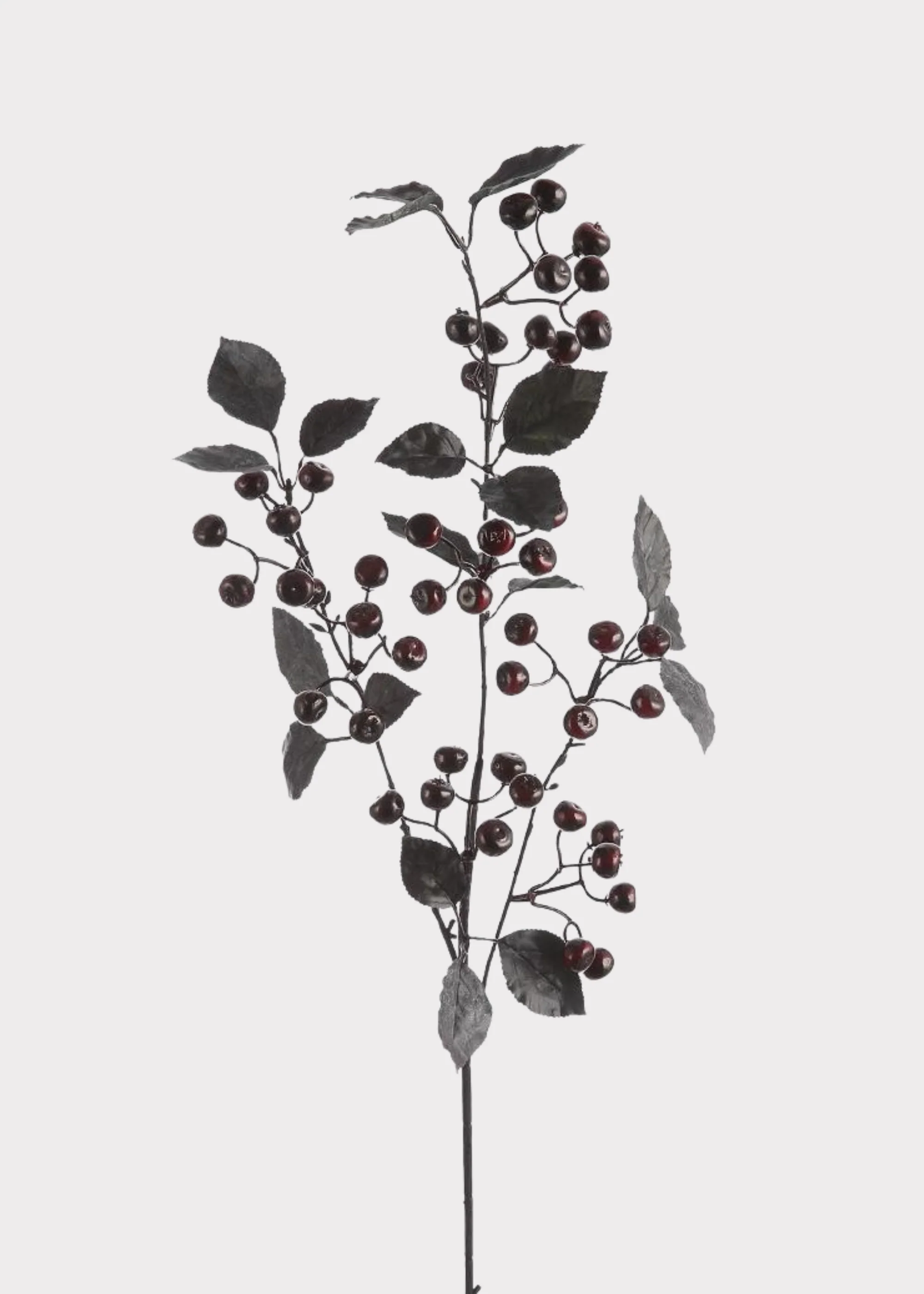 Dark Plum and Black Artificial Berry Branch - 35"