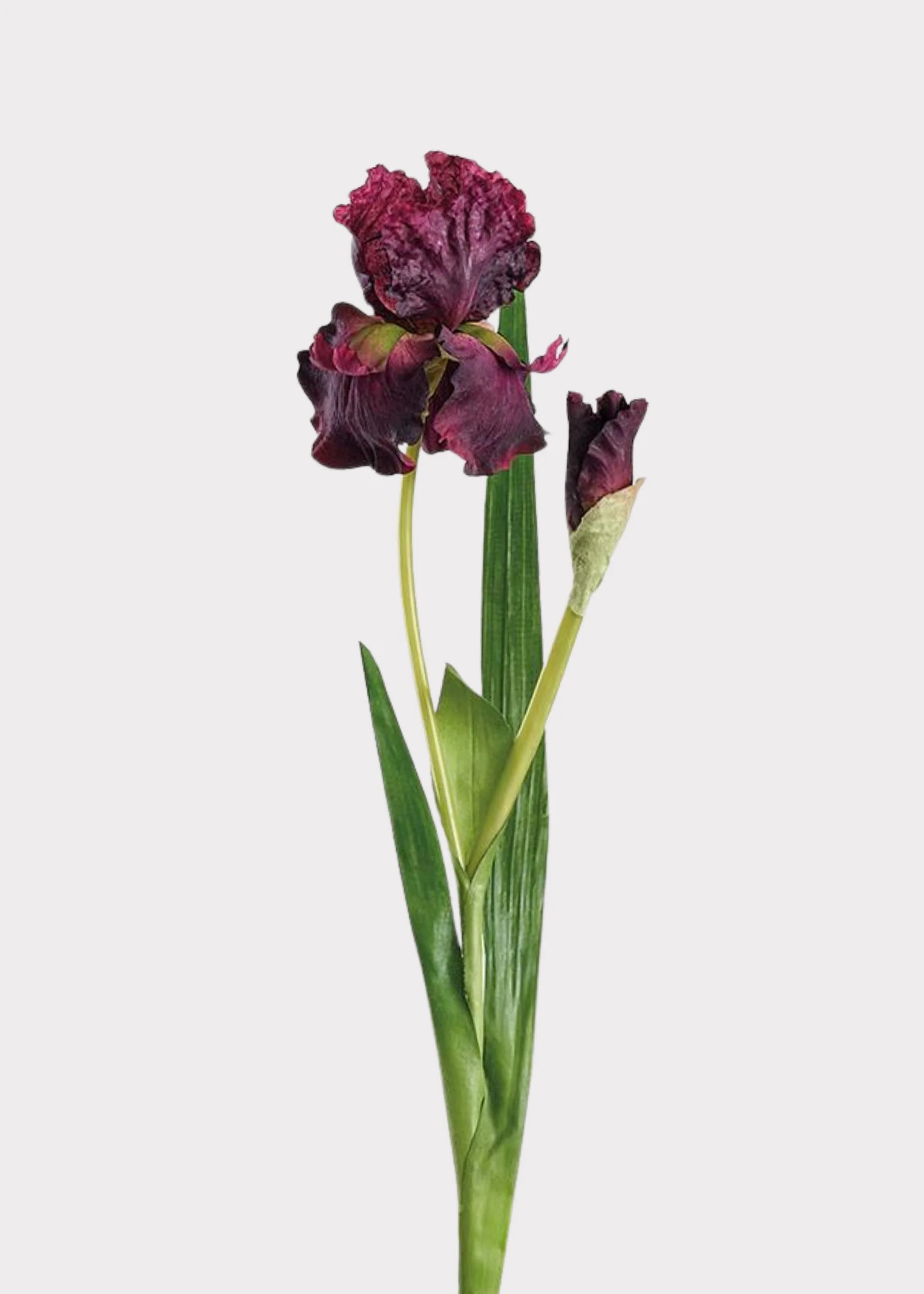 Deep Plum Purple Artificial Iris Flower - 37"