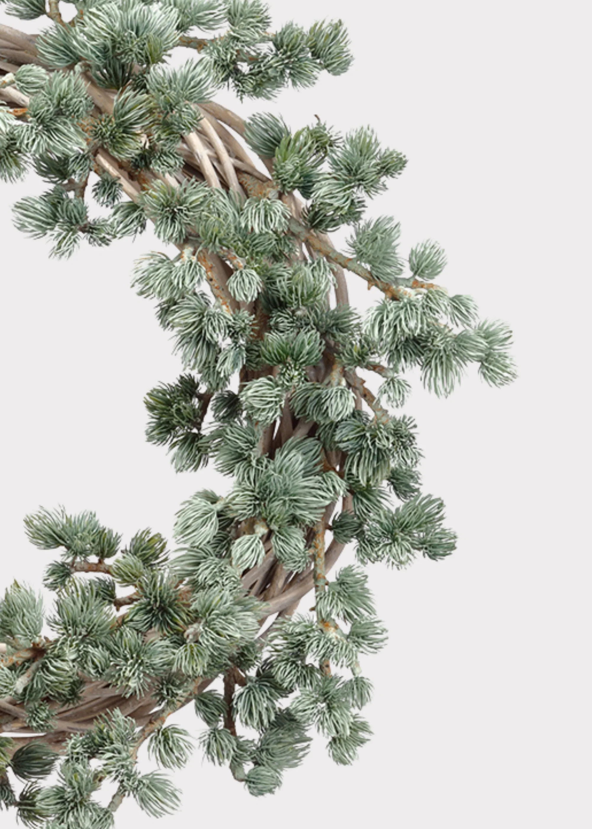 Deluxe Artificial Ming Pine Winter Wreath in Frosted Green - 26" - Image 2