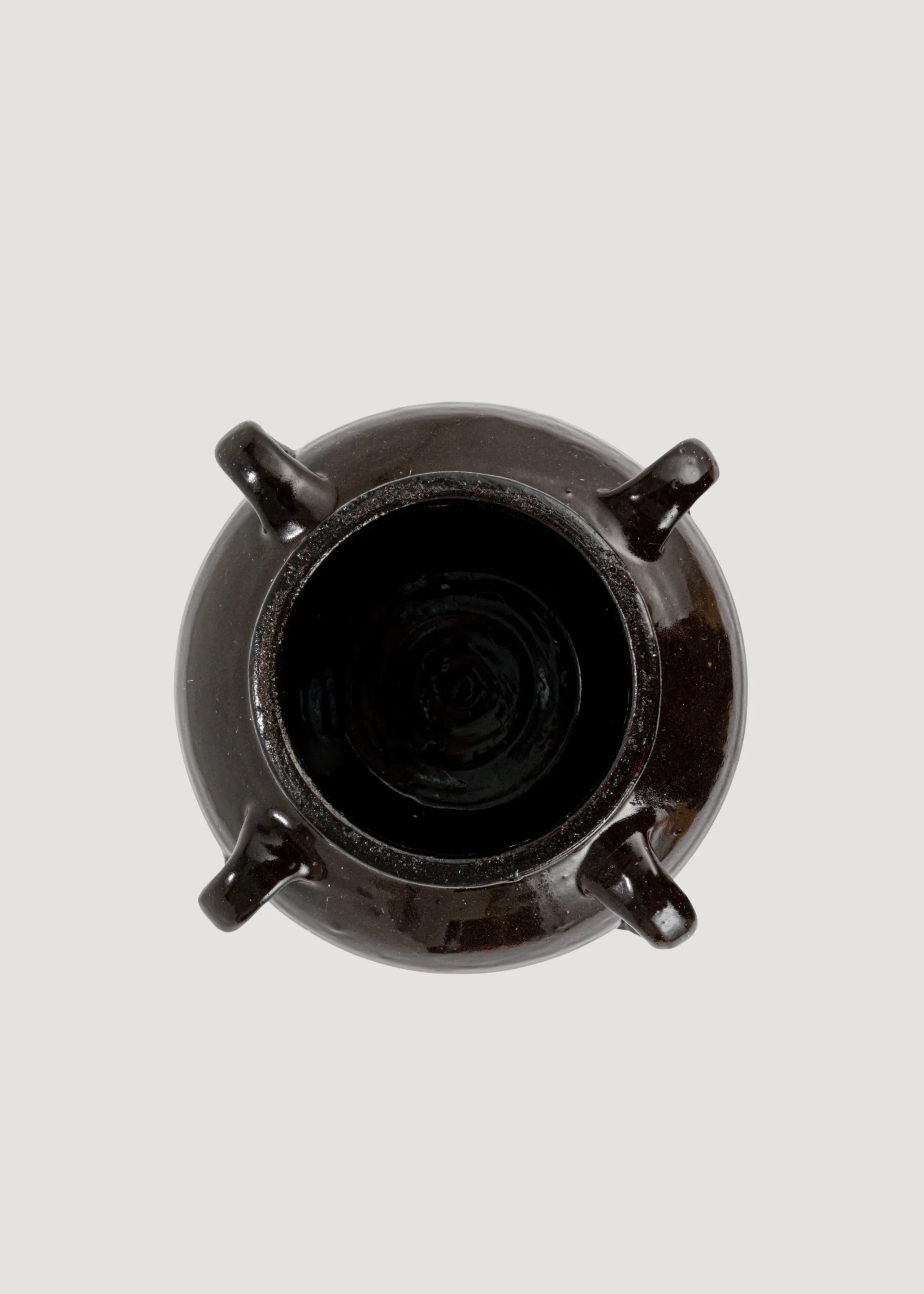 Distressed Clay Round Jar Vase in Dark Brown Black Hue - 6.75" - Image 4