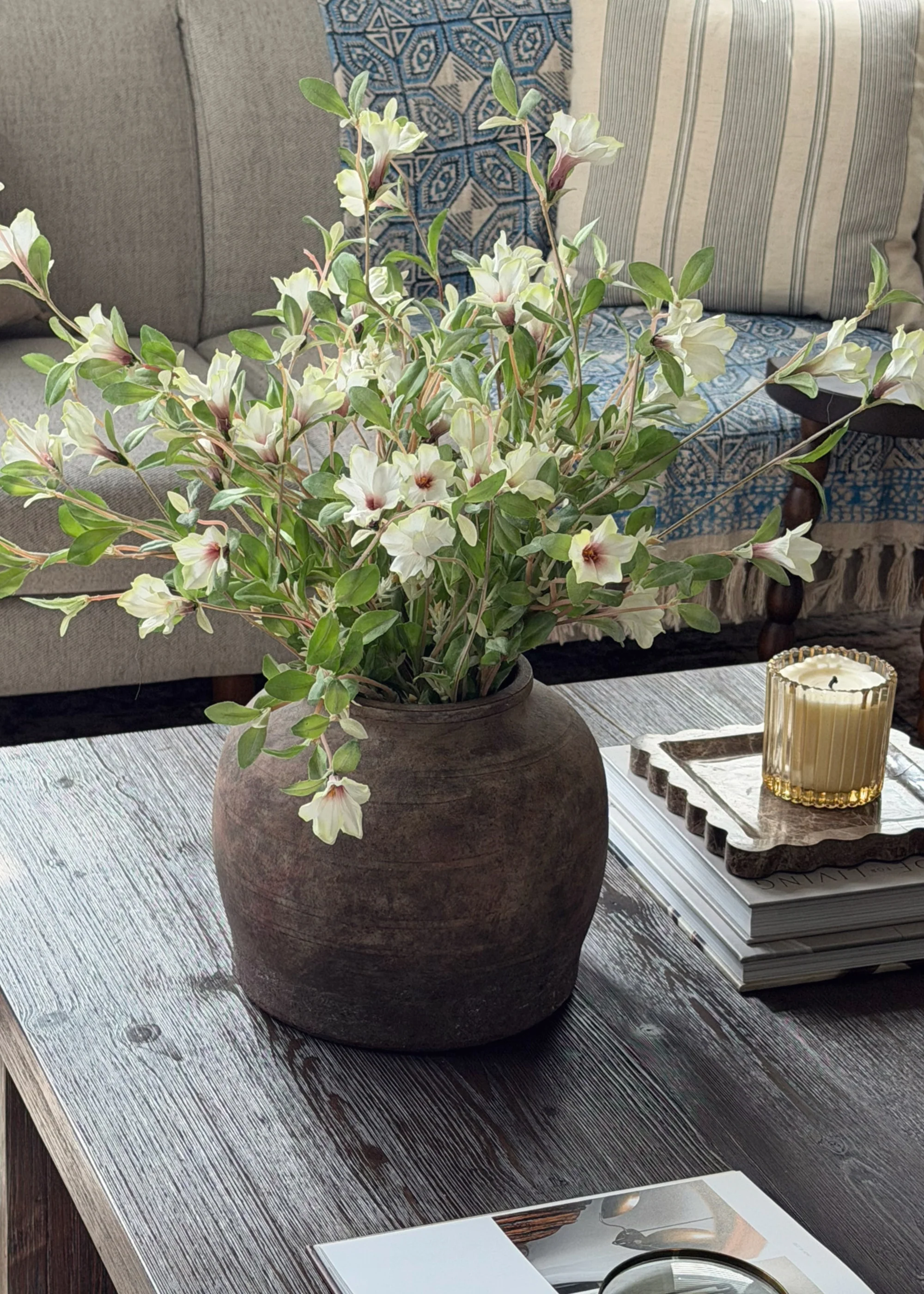 Fake Blooming Wild Petunia Flower Bush in Cream - 30" - Image 2