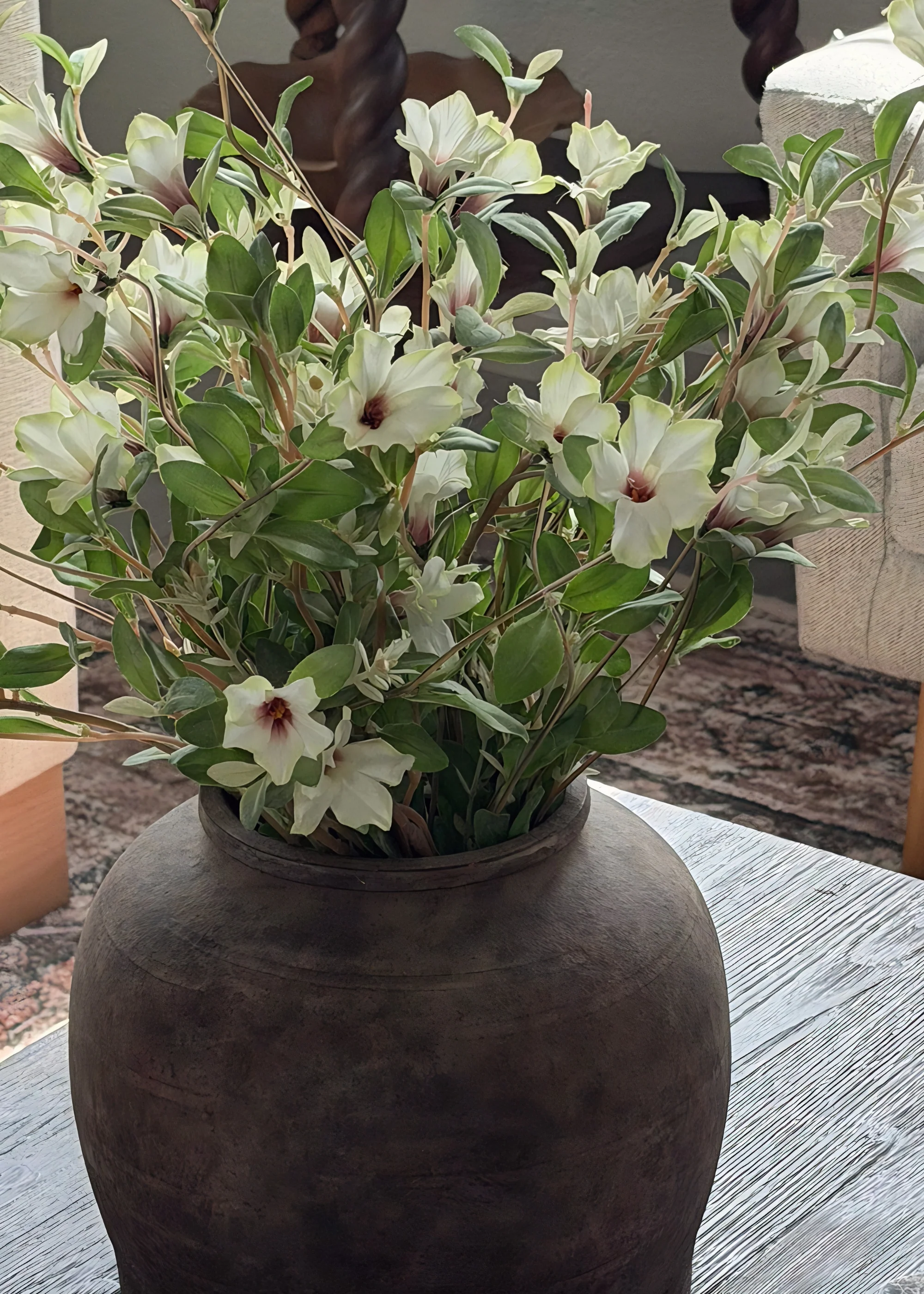 Fake Blooming Wild Petunia Flower Bush in Cream - 30" - Image 5
