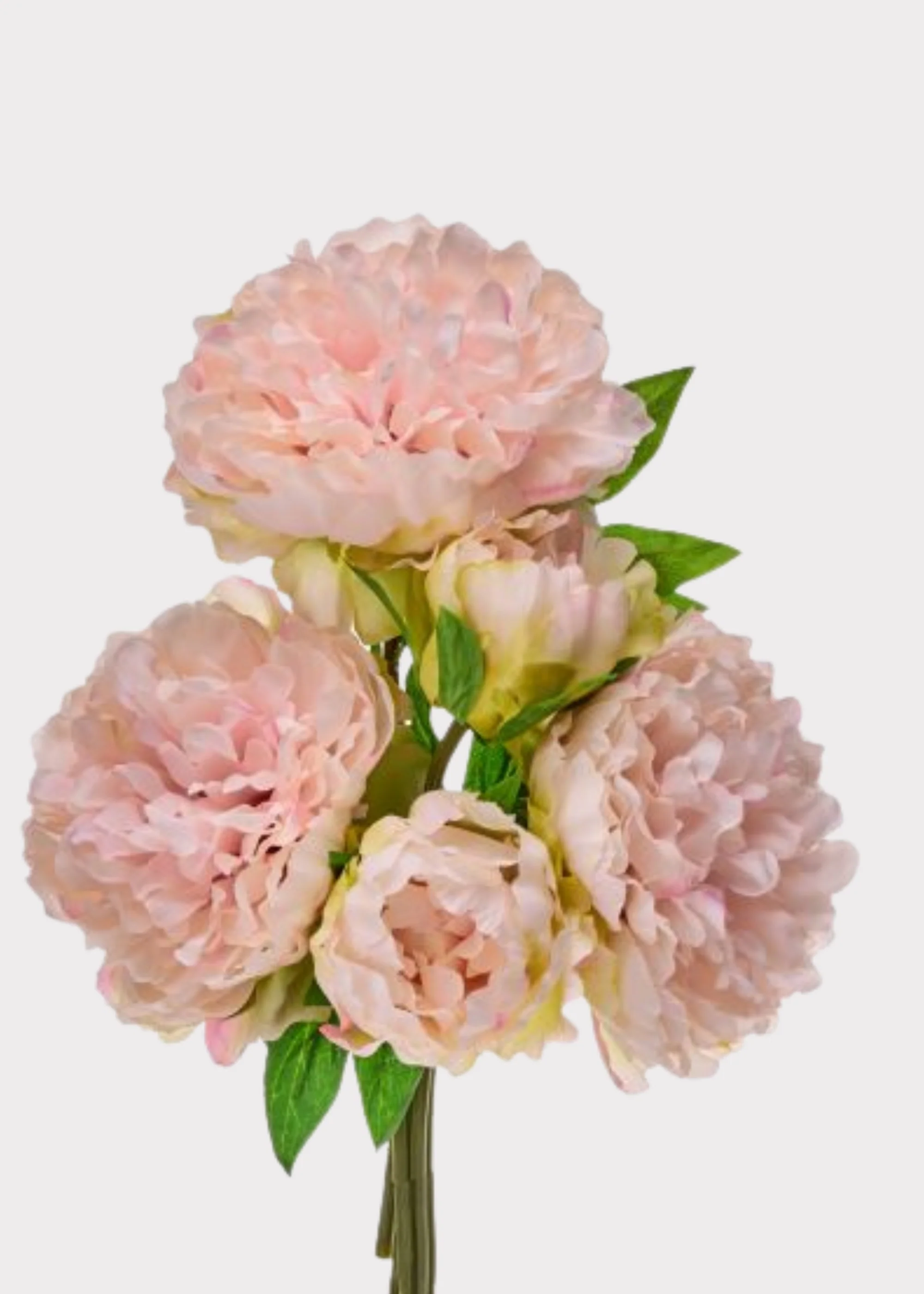 Fake Flower Bundle of 5 Blush Pink Peonies - 15" - Image 2