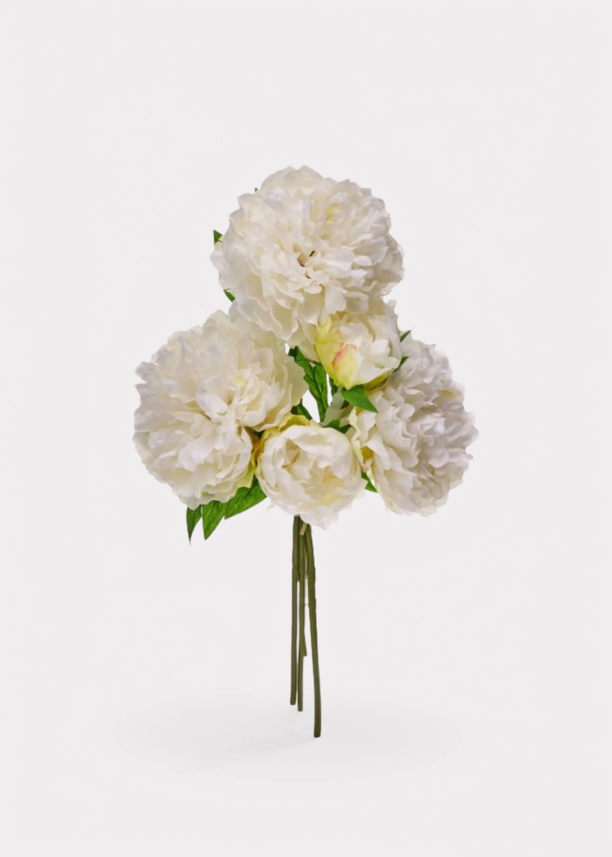 Fake Flower Bundle of 5 Peonies in Cream - 15" - Image 4