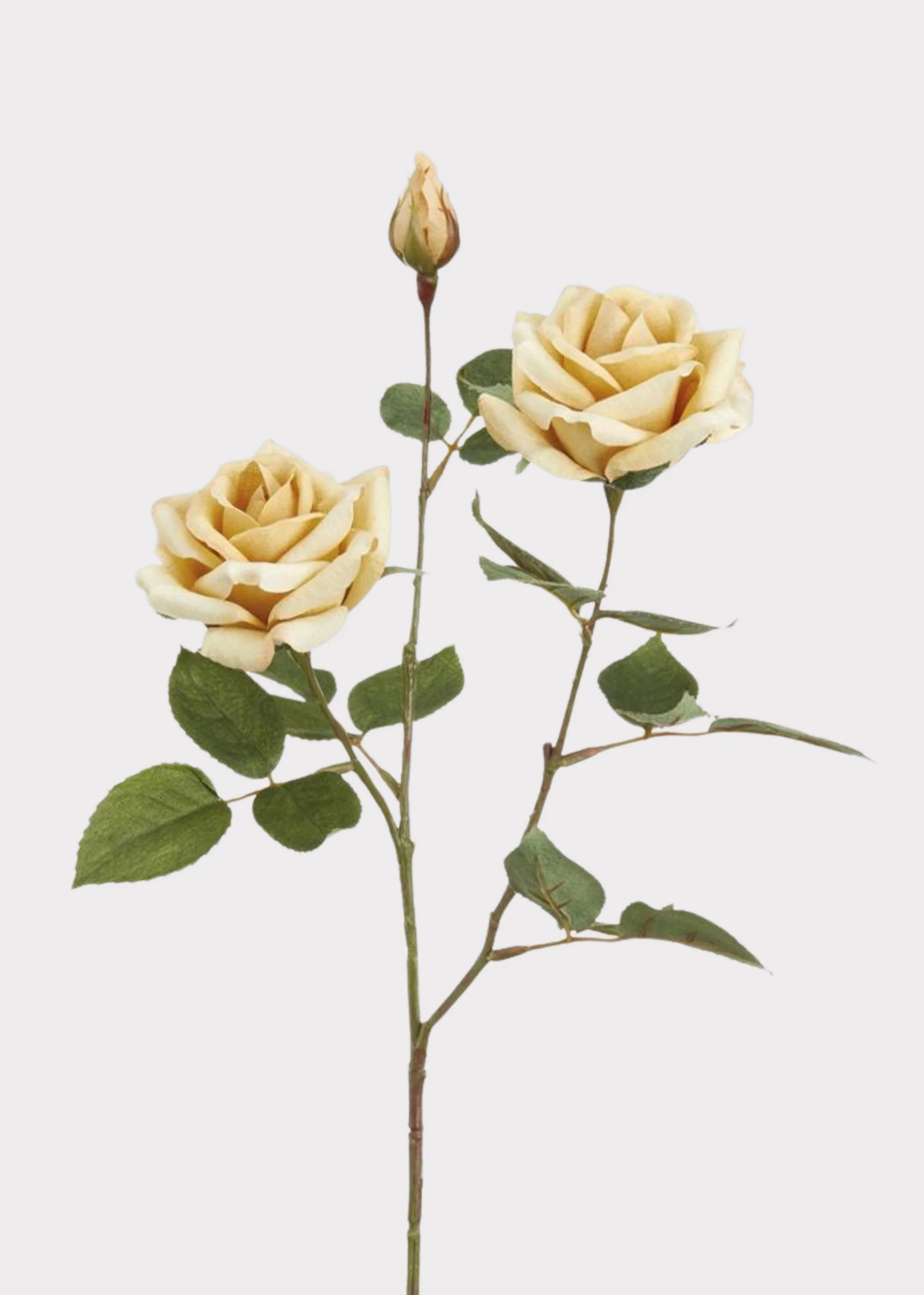Fake Flowers Beige Blooming Rose Spray - 26"