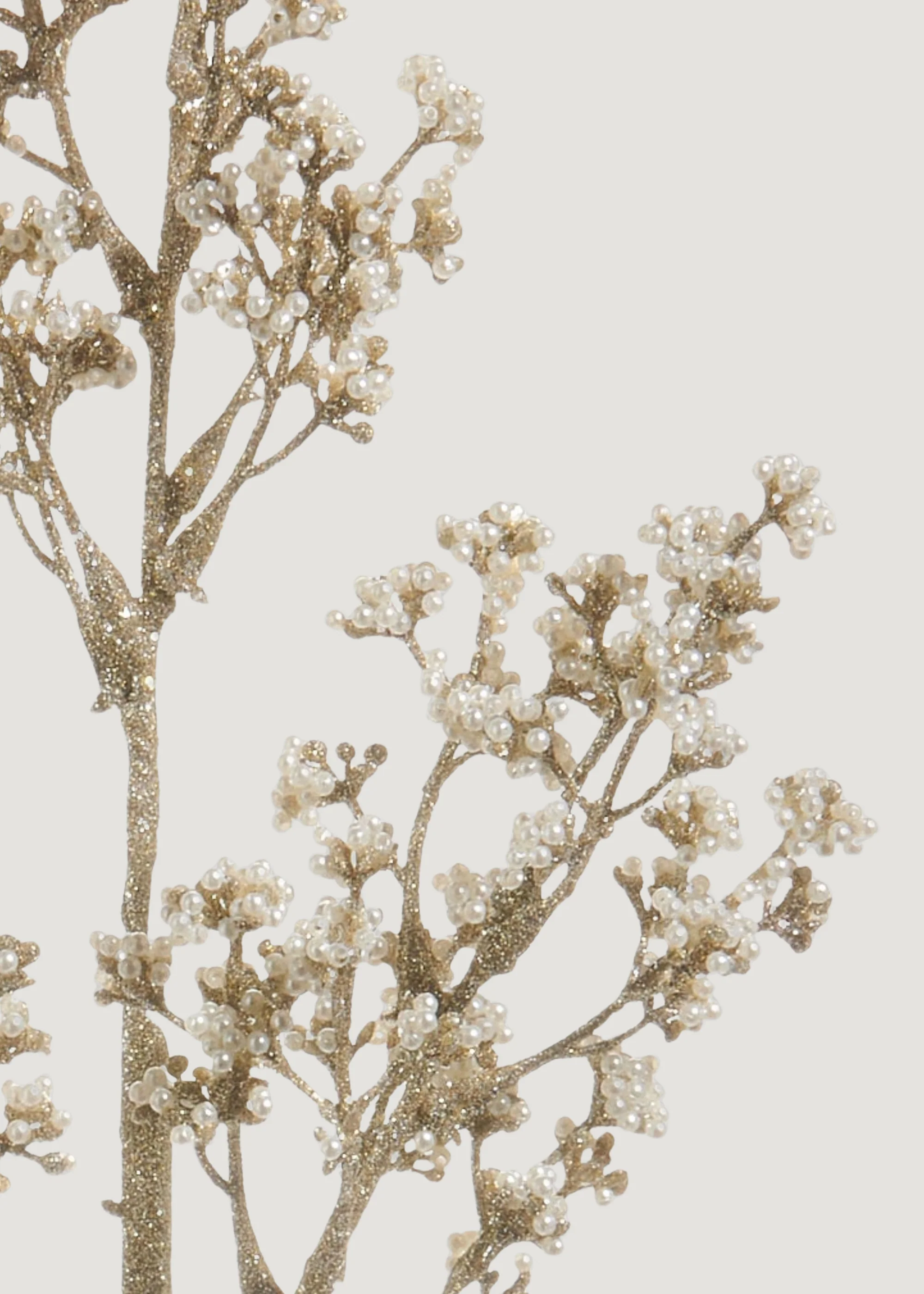 Fake Holiday Branch with Champagne Plastic Pearls - 24" - Image 2