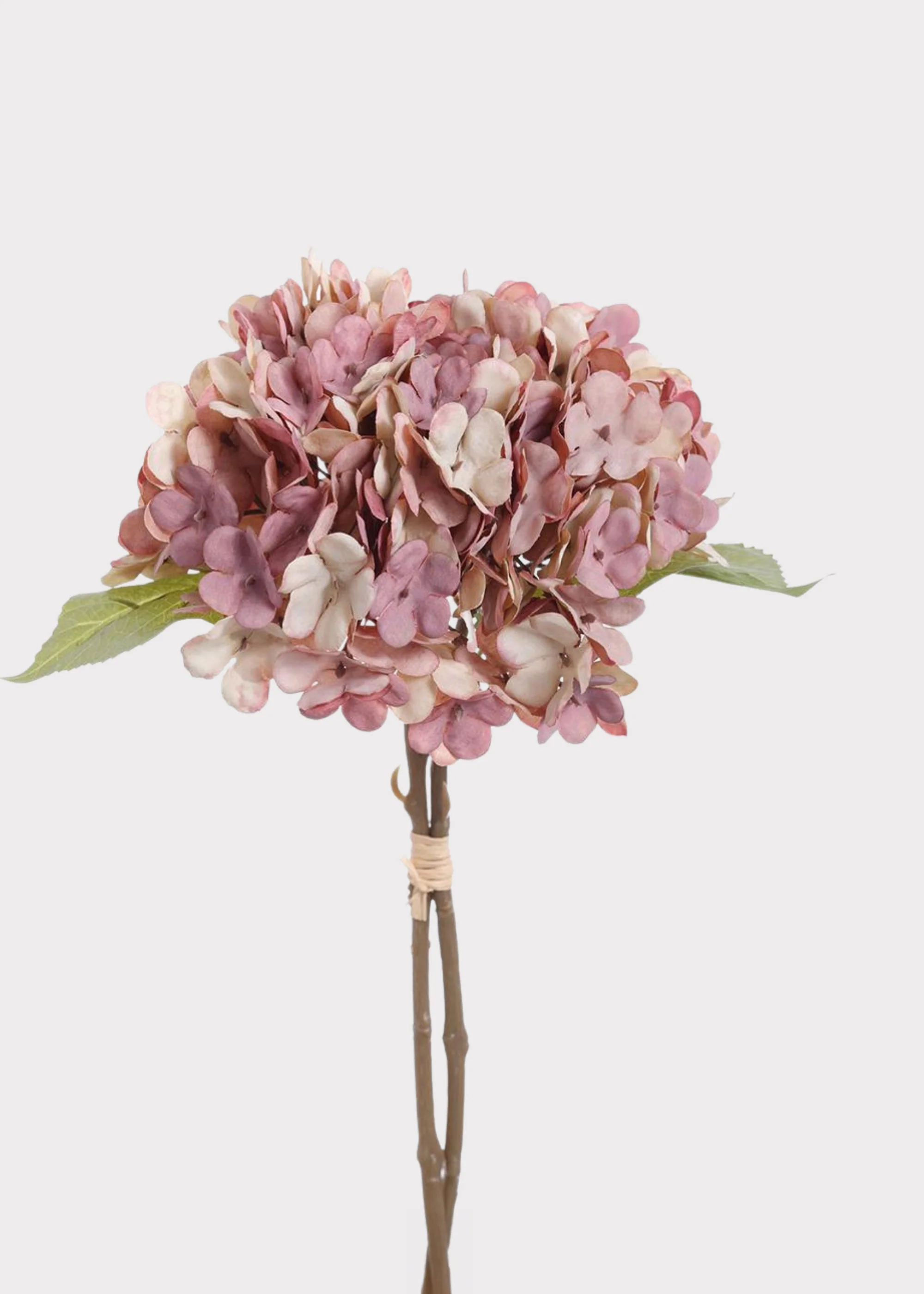 Fake Hydrangea Flower Bundle in Antique Pink - 13.5"