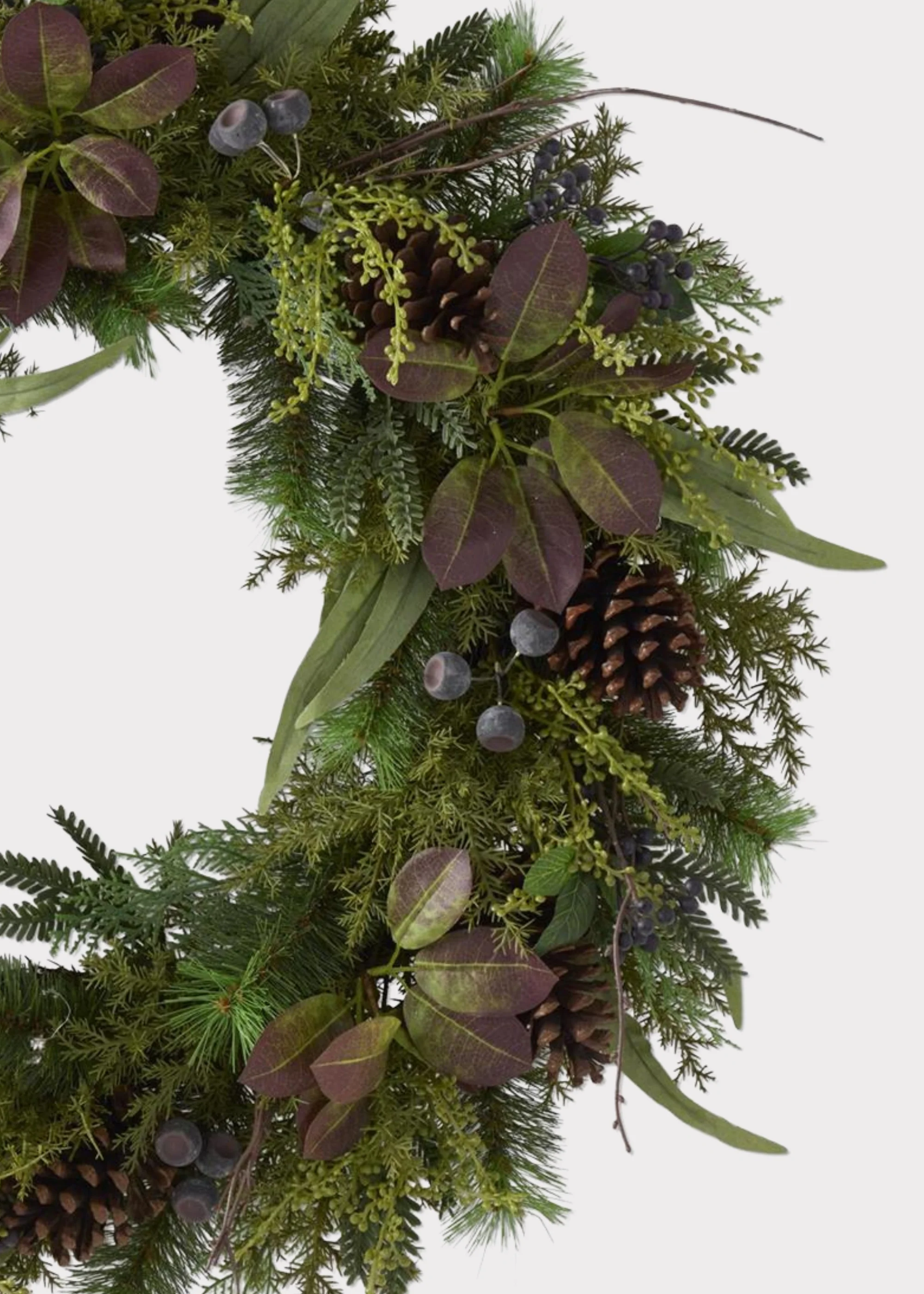 Deluxe Botanical Mulberry Leaf and Pine Wreath - 30.5" - Image 3