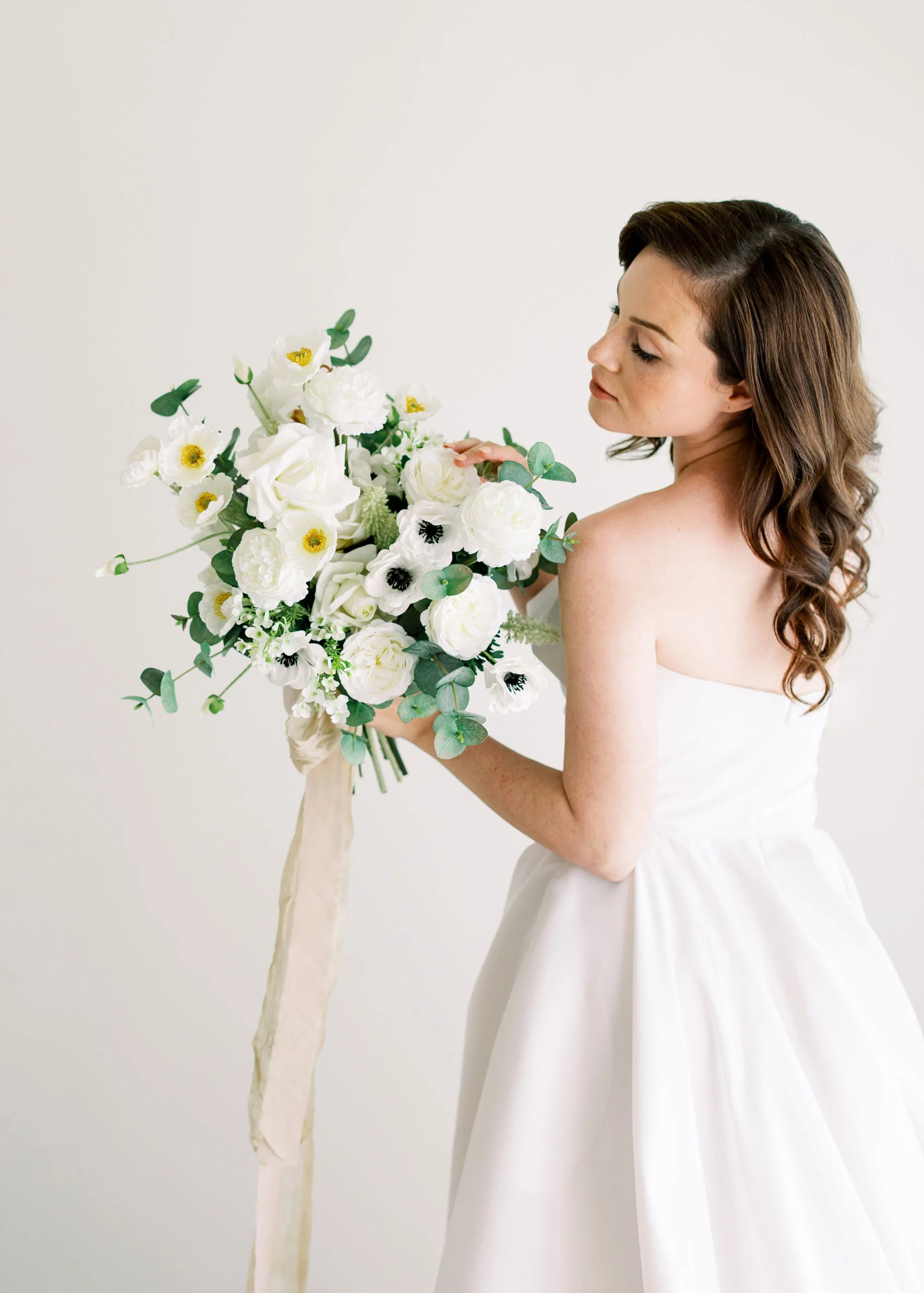 White Faux Ranunculus Flower - 18.75" - Image 3