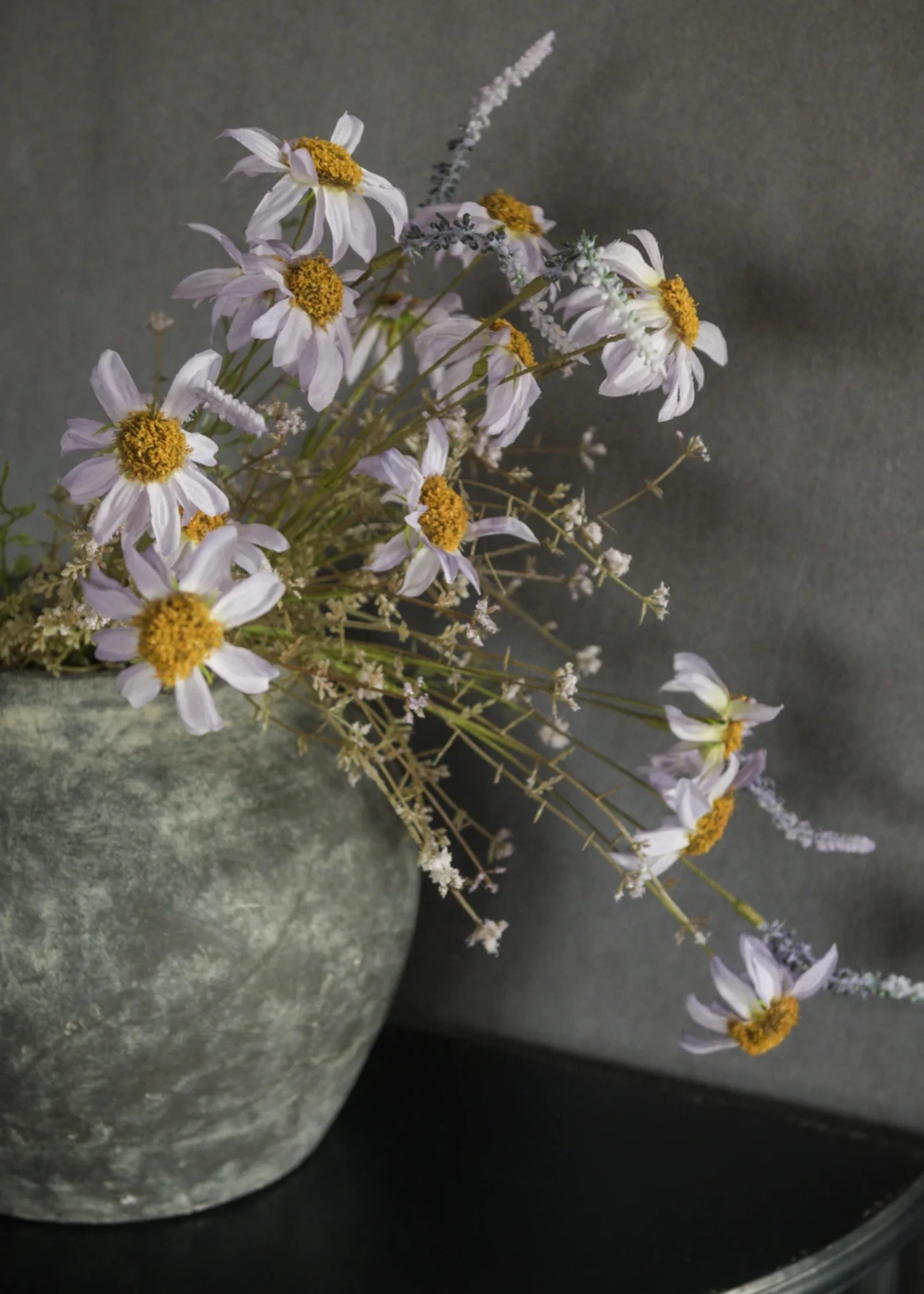 Fake Wildflower Daisy Spray in Pale Lavender - 22.5" - Image 2