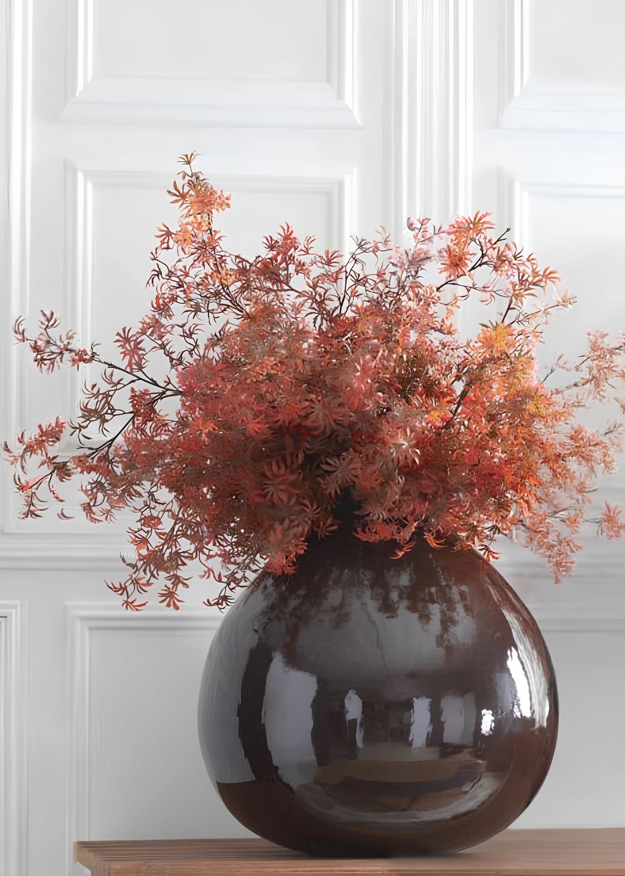 Fall Orange Red Artificial Japanese Maple Leaf Branch - 30" - Image 2