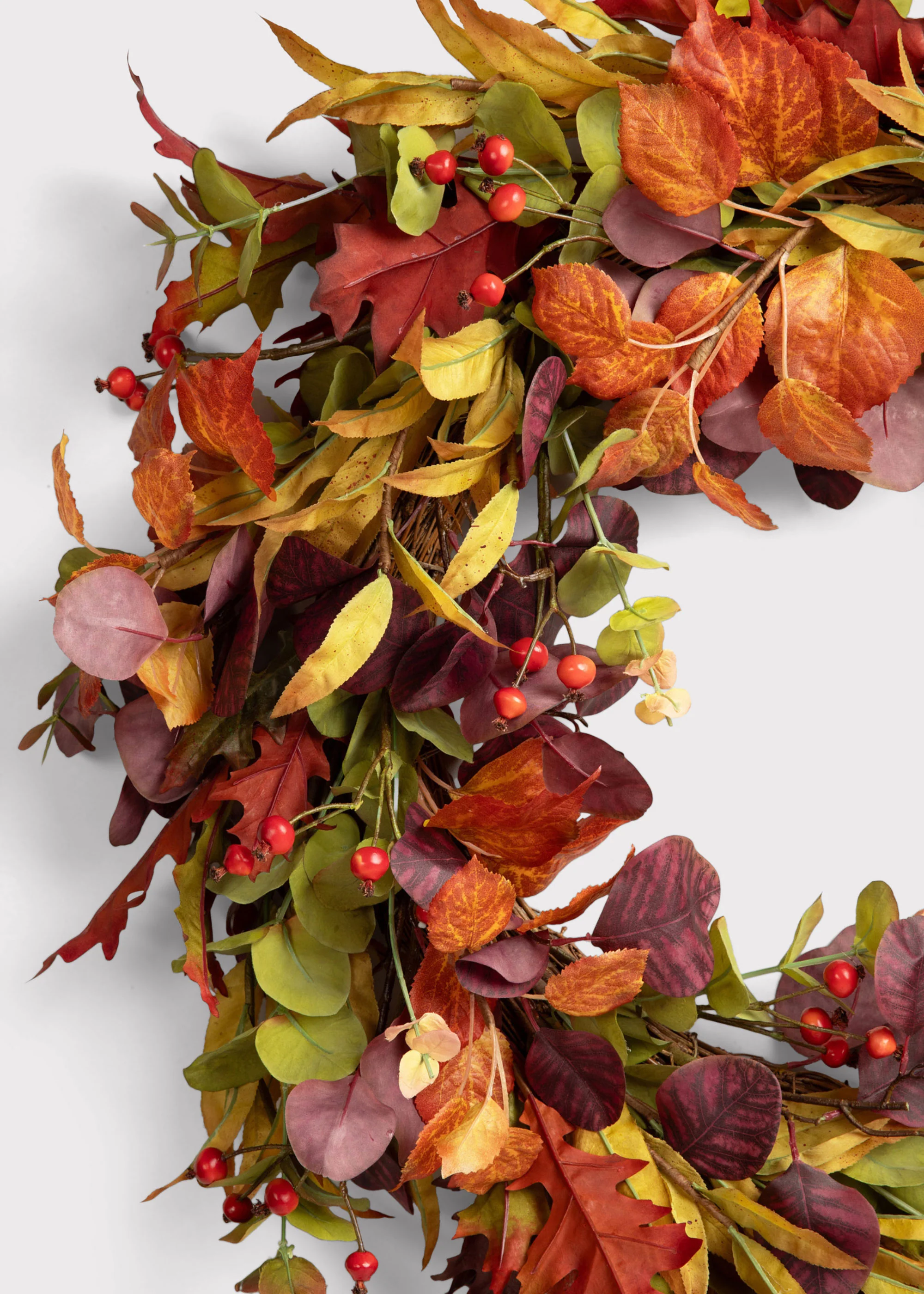 Deluxe Faux Eucalyptus Fall Wreath in Mixed Autumn - 27.5" - Image 3