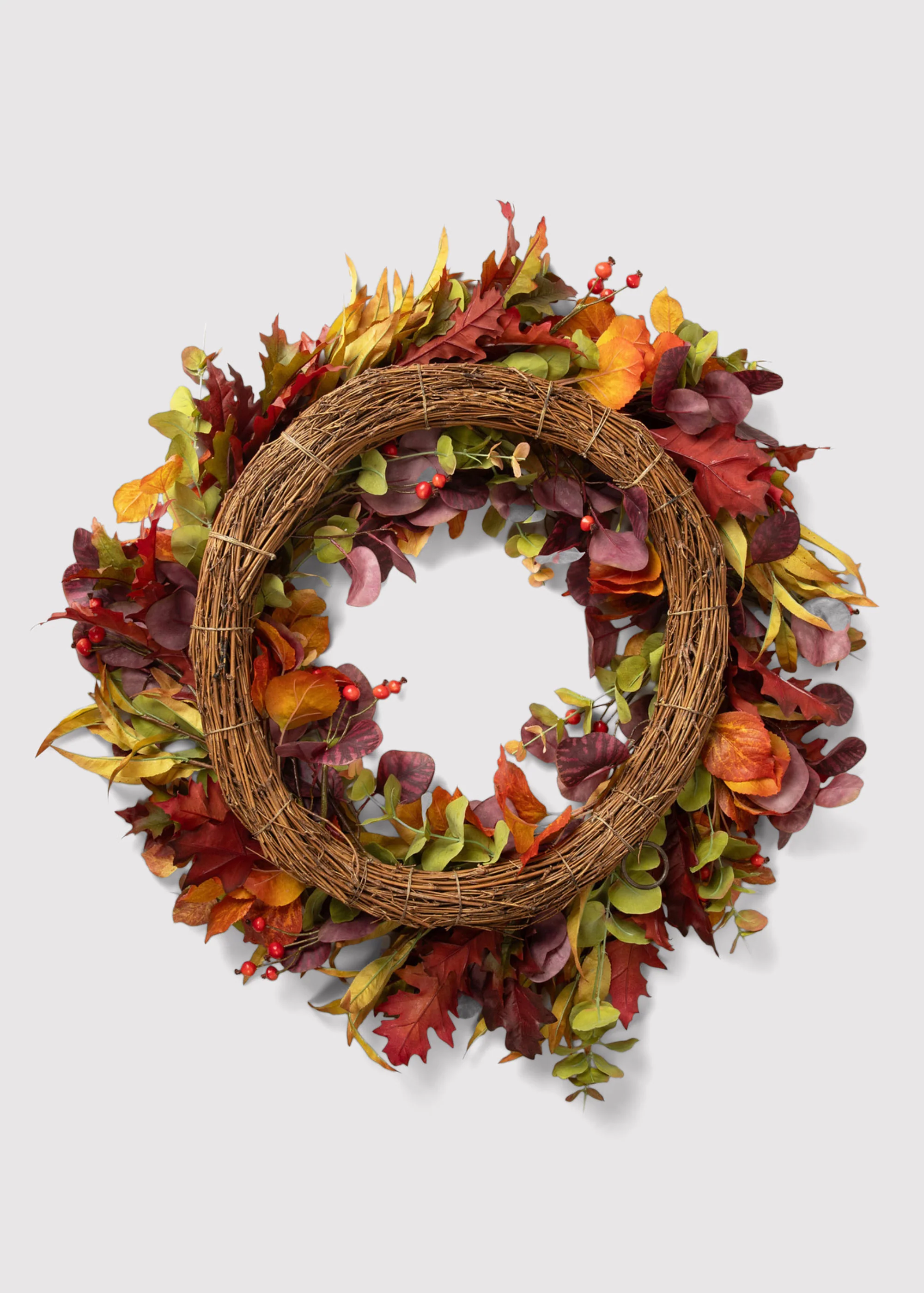 Deluxe Faux Eucalyptus Fall Wreath in Mixed Autumn - 27.5" - Image 4