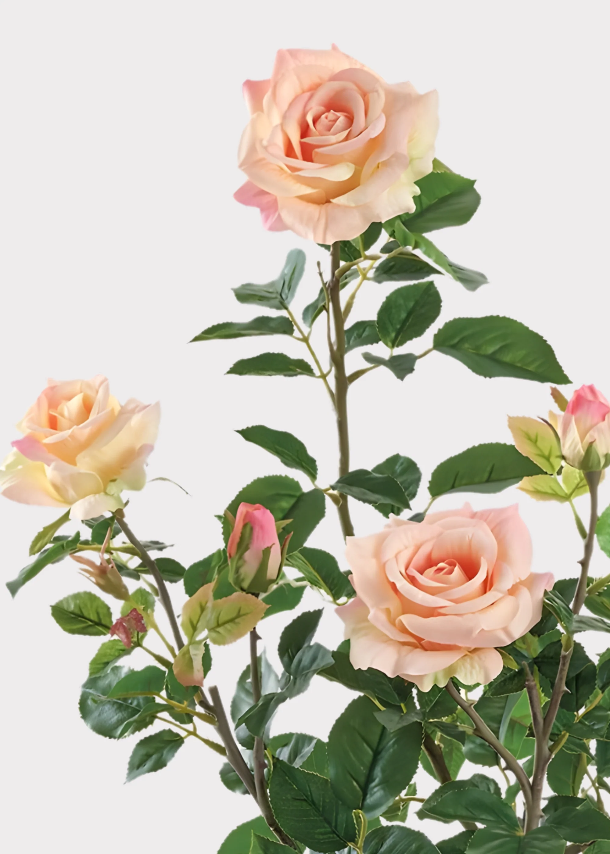 Fake Potted Porch Arrangement of Coral Pink Roses - 25" - Image 2